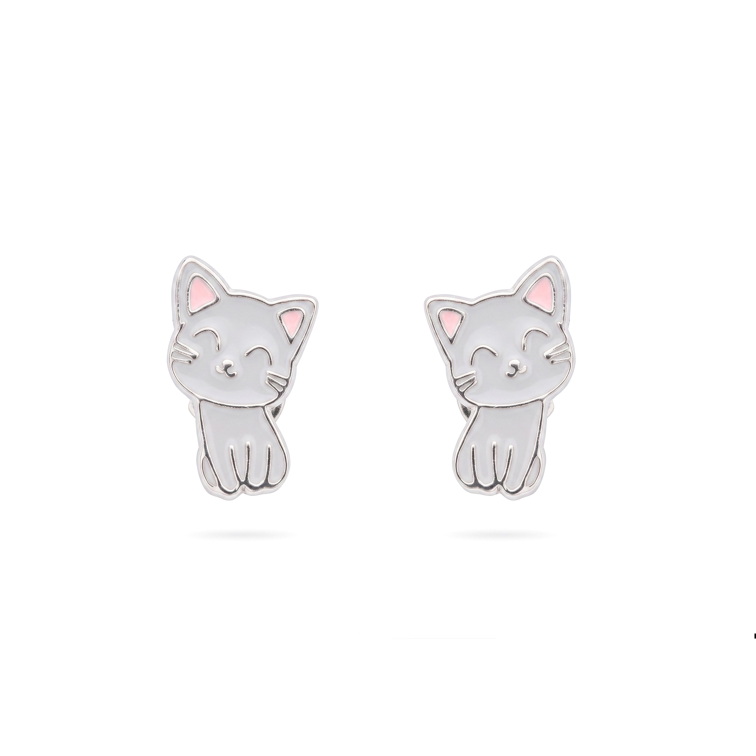 Pendientes de plata de Ley 925 y Lacado Multicolor acabado en rodio - Gato
