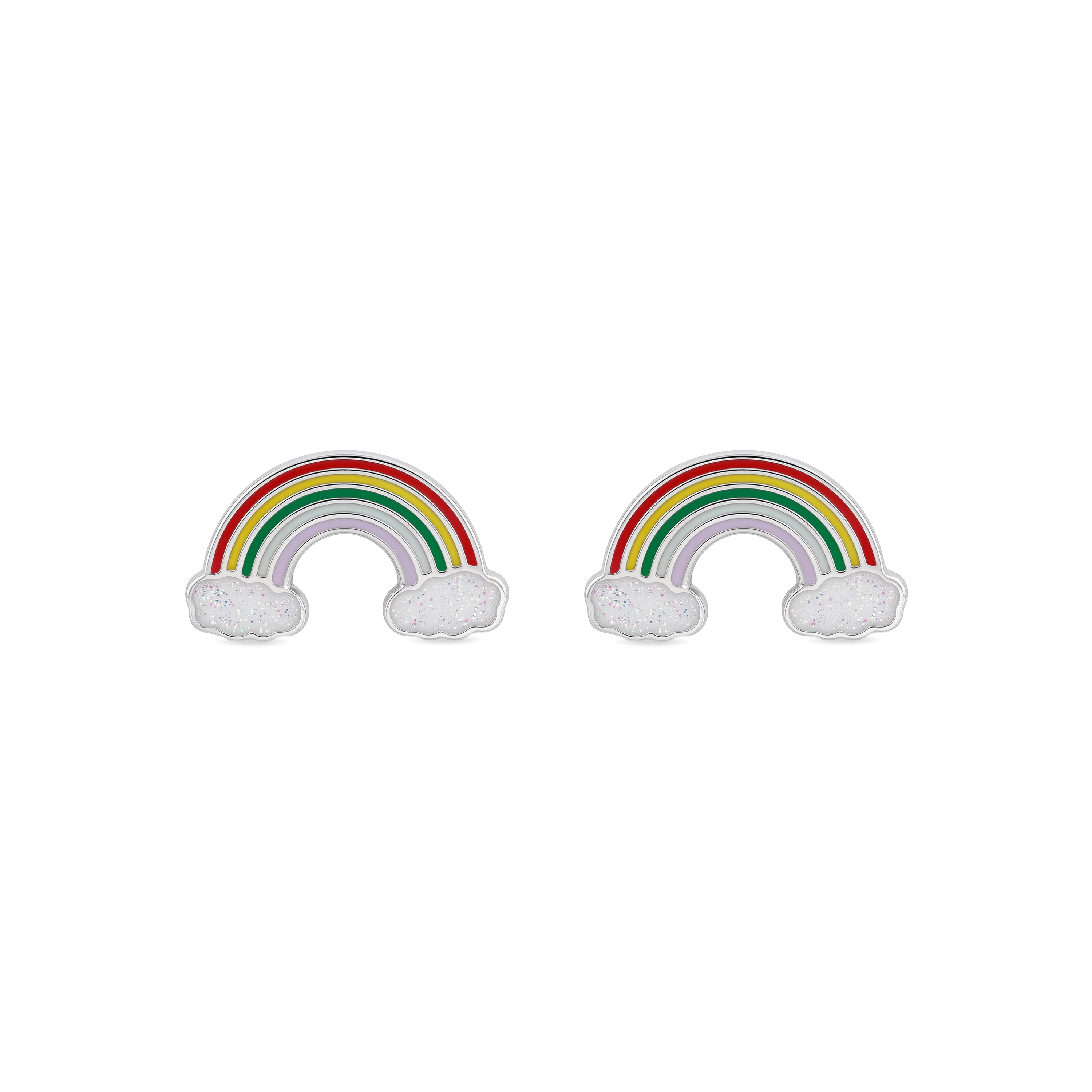 Pendientes de plata de Ley 925 y Lacado Multicolor acabado en rodio - Arco Iris