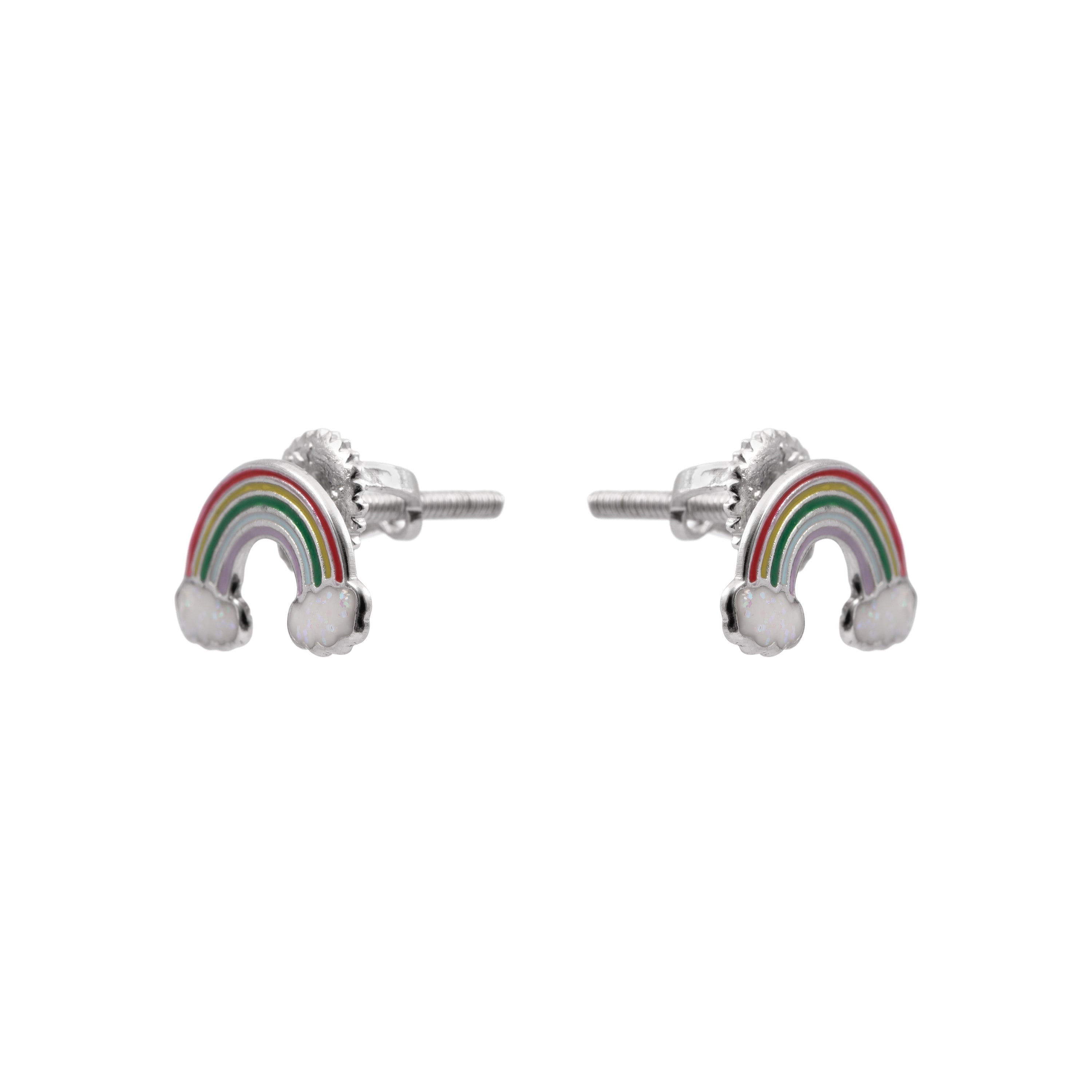 Pendientes de plata de Ley 925 y Lacado Multicolor acabado en rodio - Arco Iris