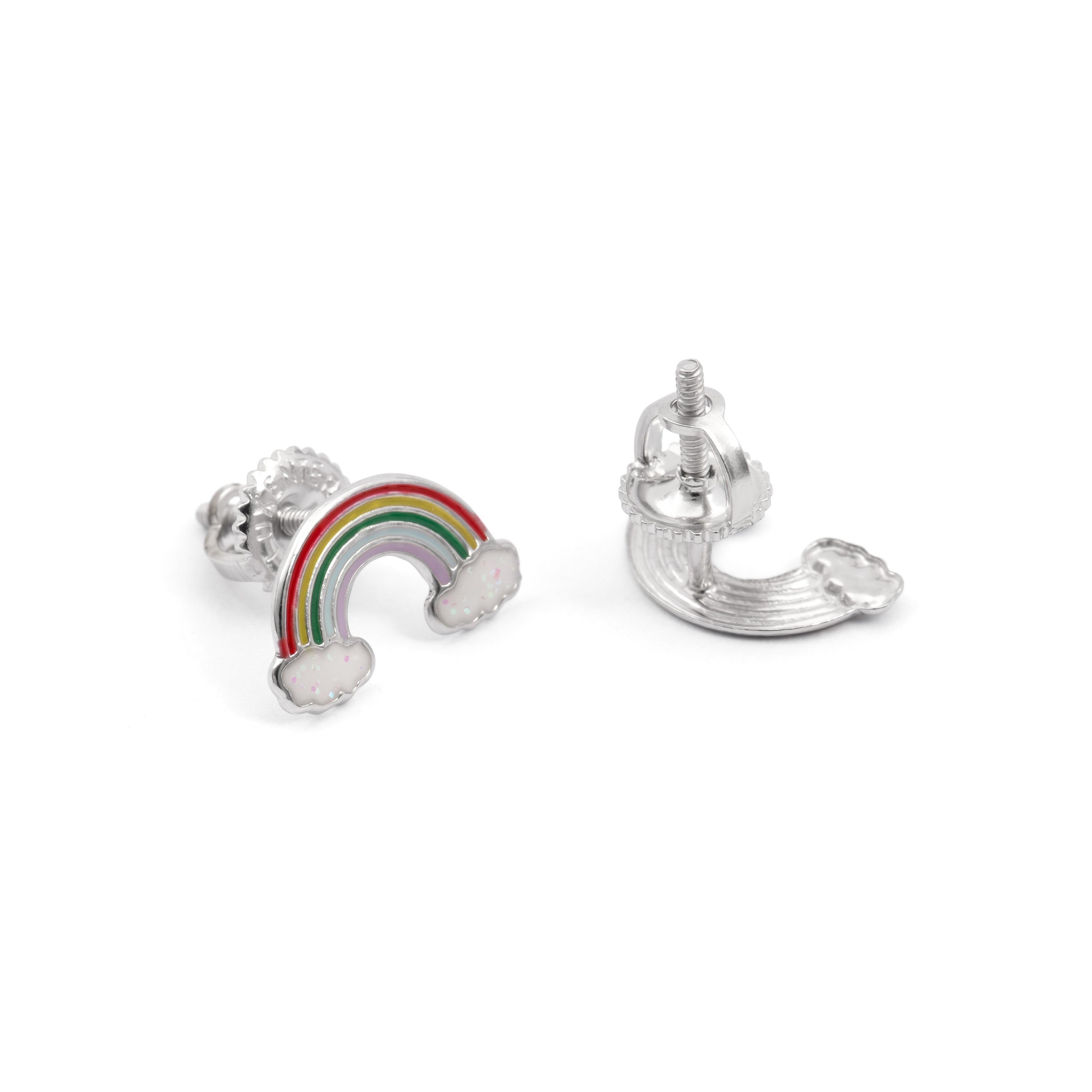 Pendientes de plata de Ley 925 y Lacado Multicolor acabado en rodio - Arco Iris