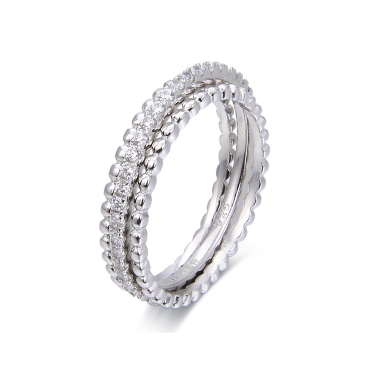 Anello in Argento Sterling 925 con Zirconia Brillante finitura in rodio - Sesaf