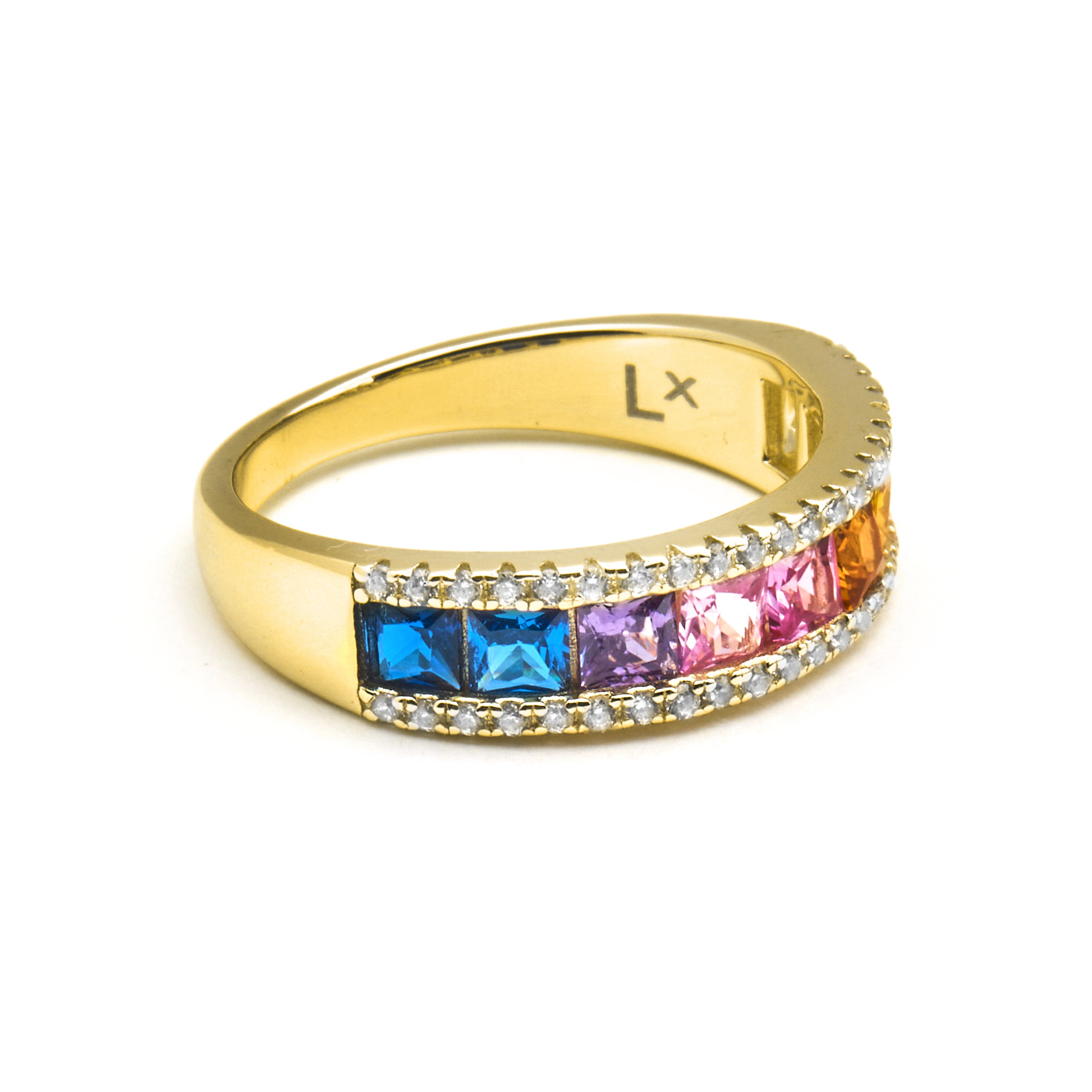 925 Sterling Silver Ring with Multicolor Cubic Zirconia finished in 18k Gold - Bhaime