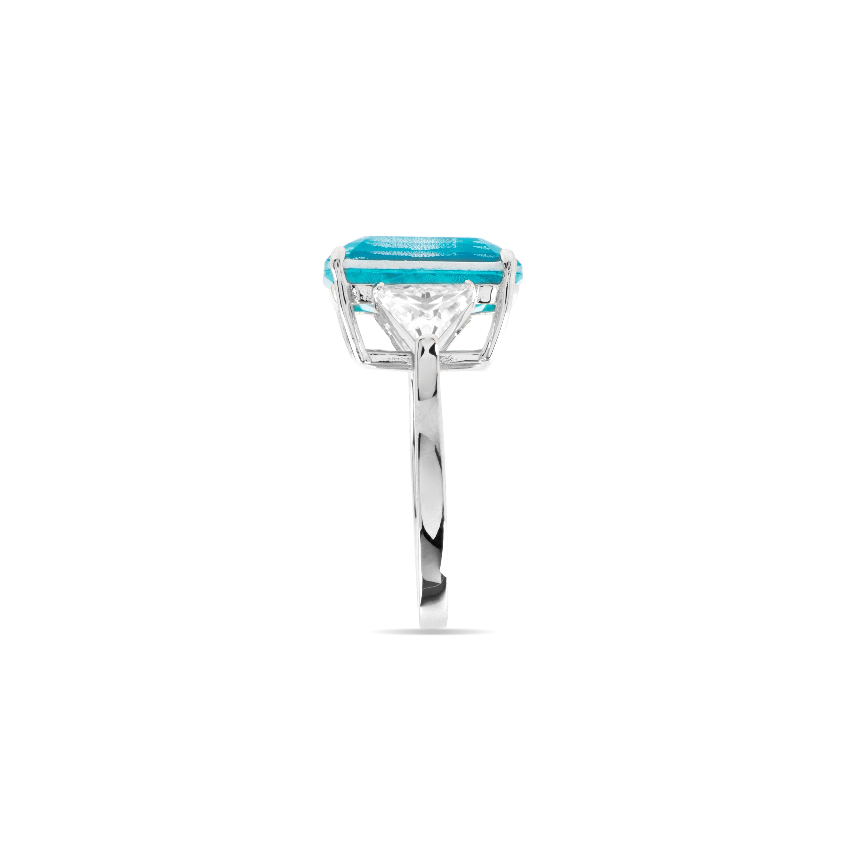 Bague en argent sterling 925 et quartz hydrothermal vert Paraiba finition rhodiée - Wiko