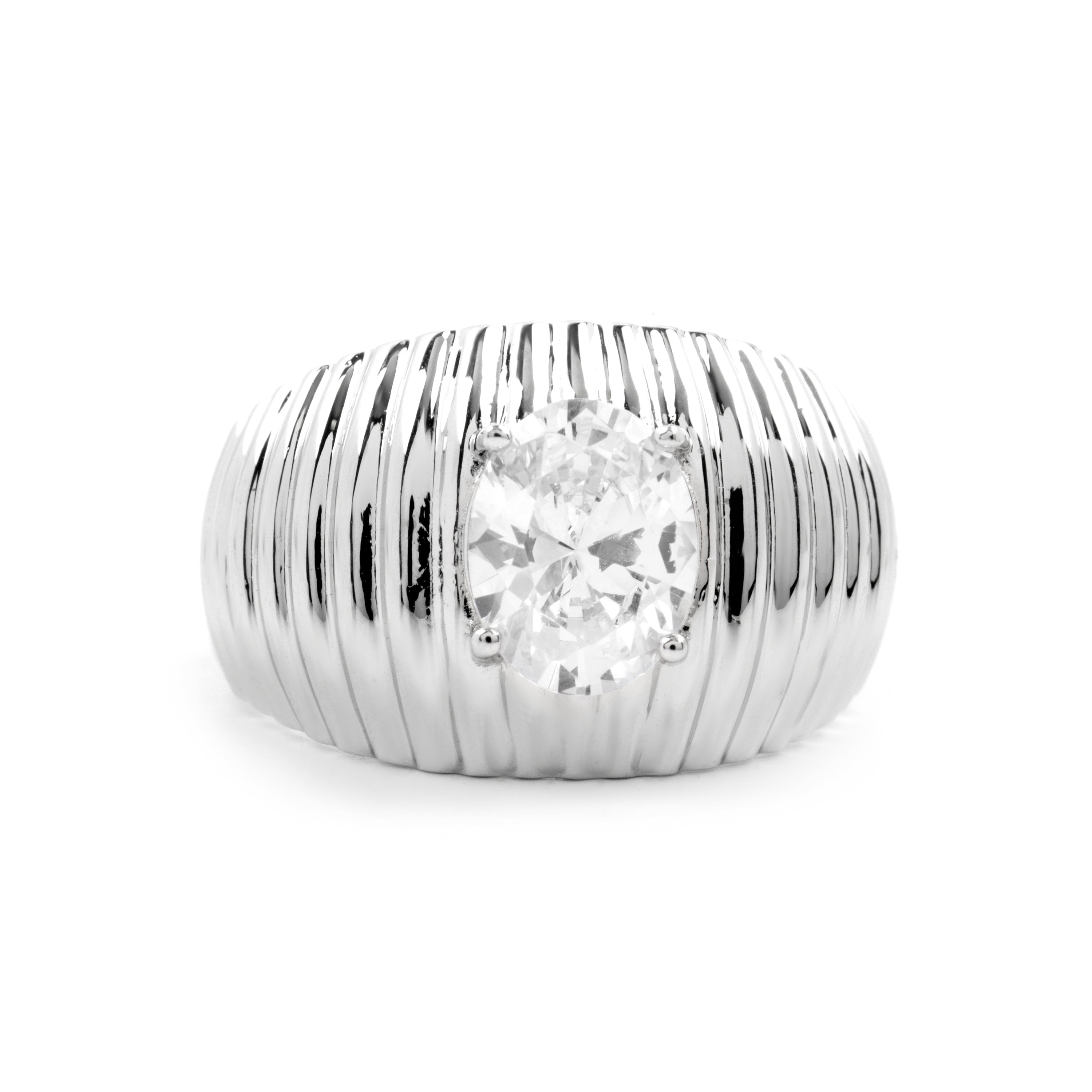 Anillo de Plata de Ley 925 y Circonita Brillante acabado rodio - Metri