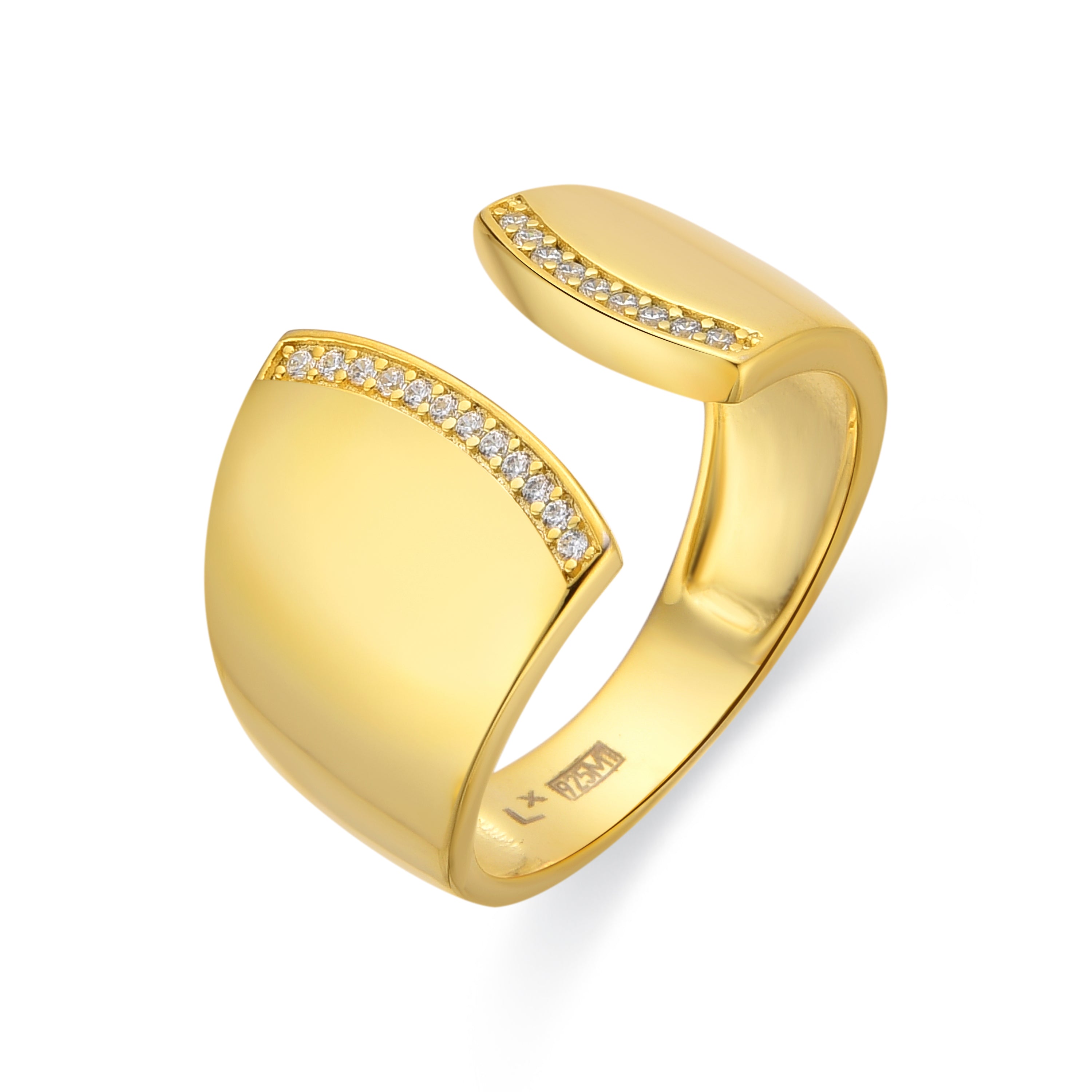 Anel de Prata de Lei 925 com acabamento em ouro amarelo 18k - Kensi