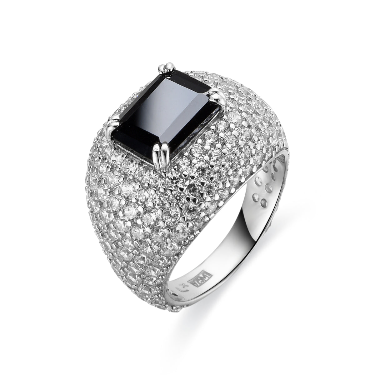Anello in Argento 925 e Zirconia Onice finitura rodio - Sidya