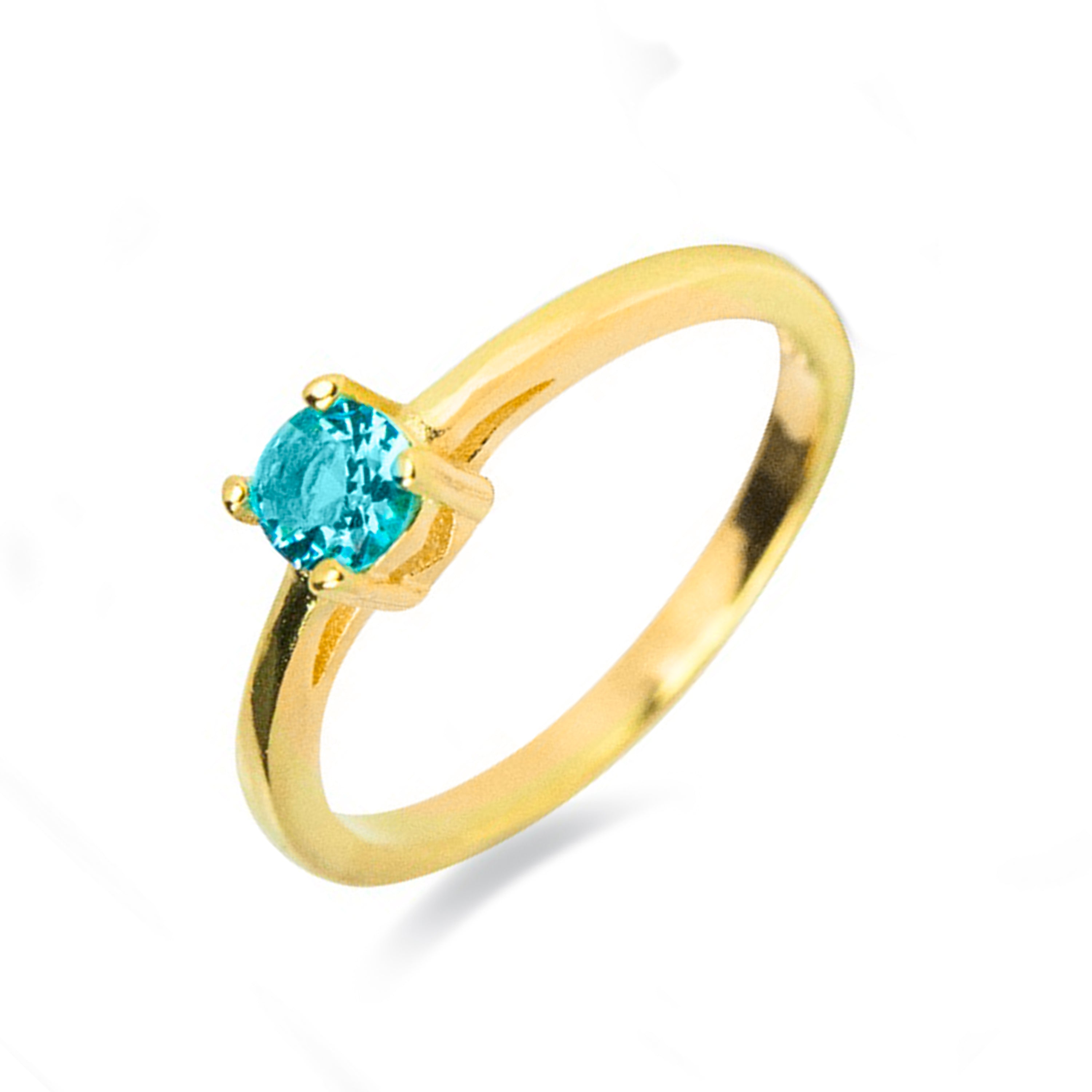 Anel de Prata de Lei 925 com Quartzo Hidrotermal Topázio Azul acabado em ouro amarelo de 18K - Otieno