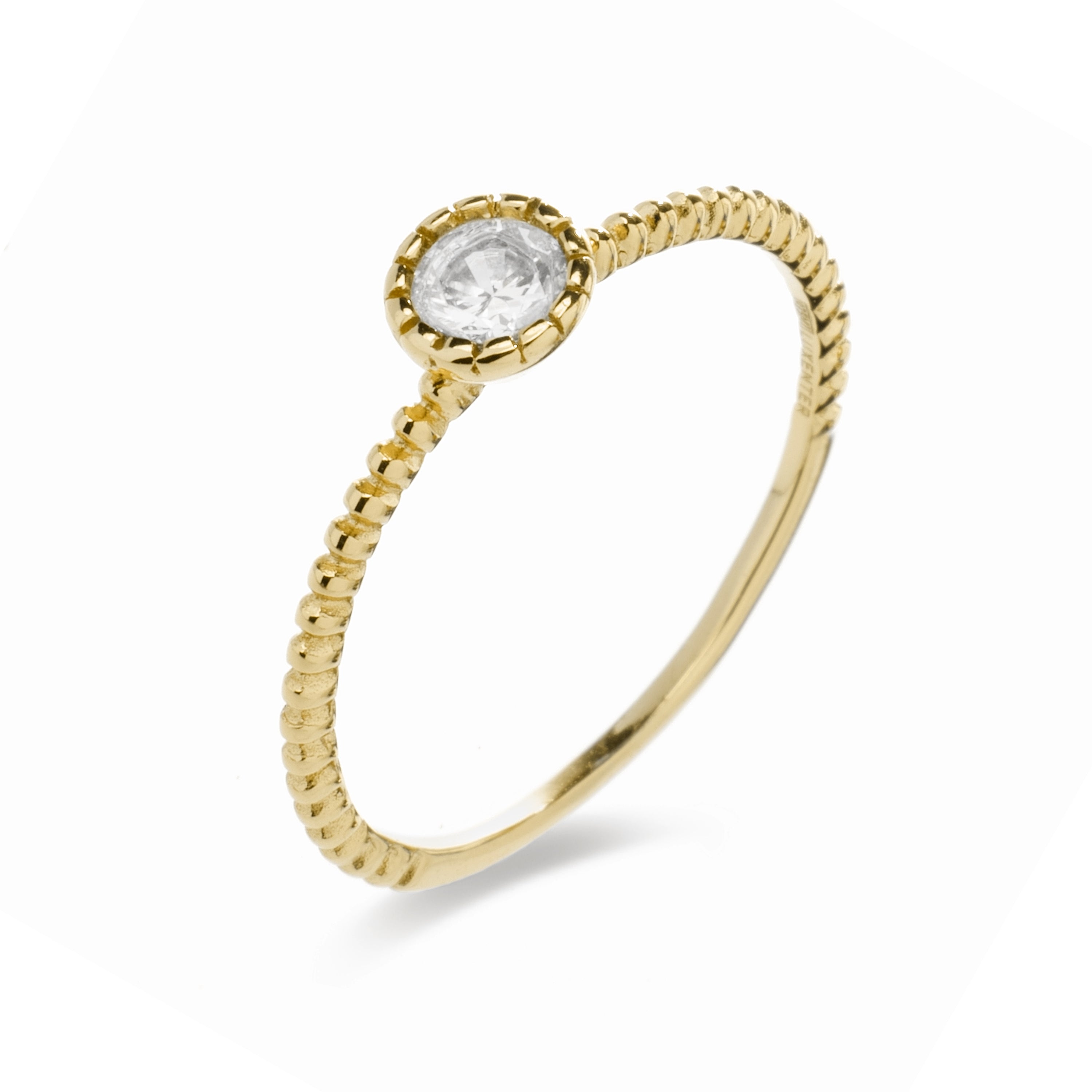 Bague en argent sterling 925 avec zircon brillant finition en or jaune 18K - Naadim