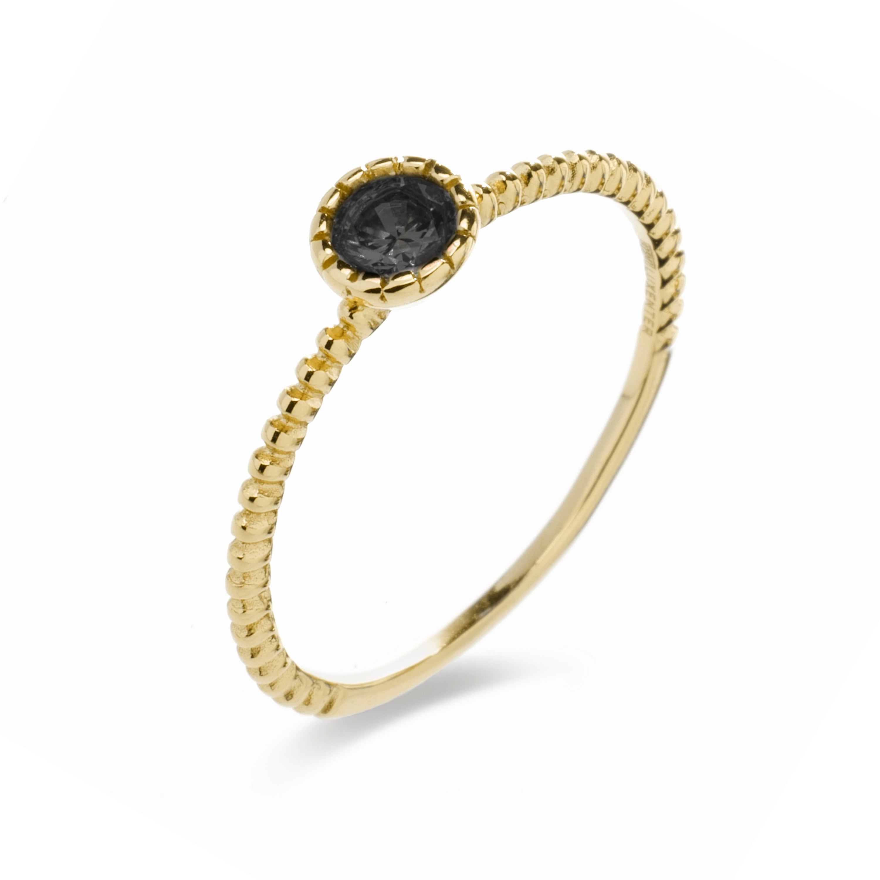 Bague en argent sterling 925 avec oxyde de zirconium Onyx finition en or jaune 18K - Naadim