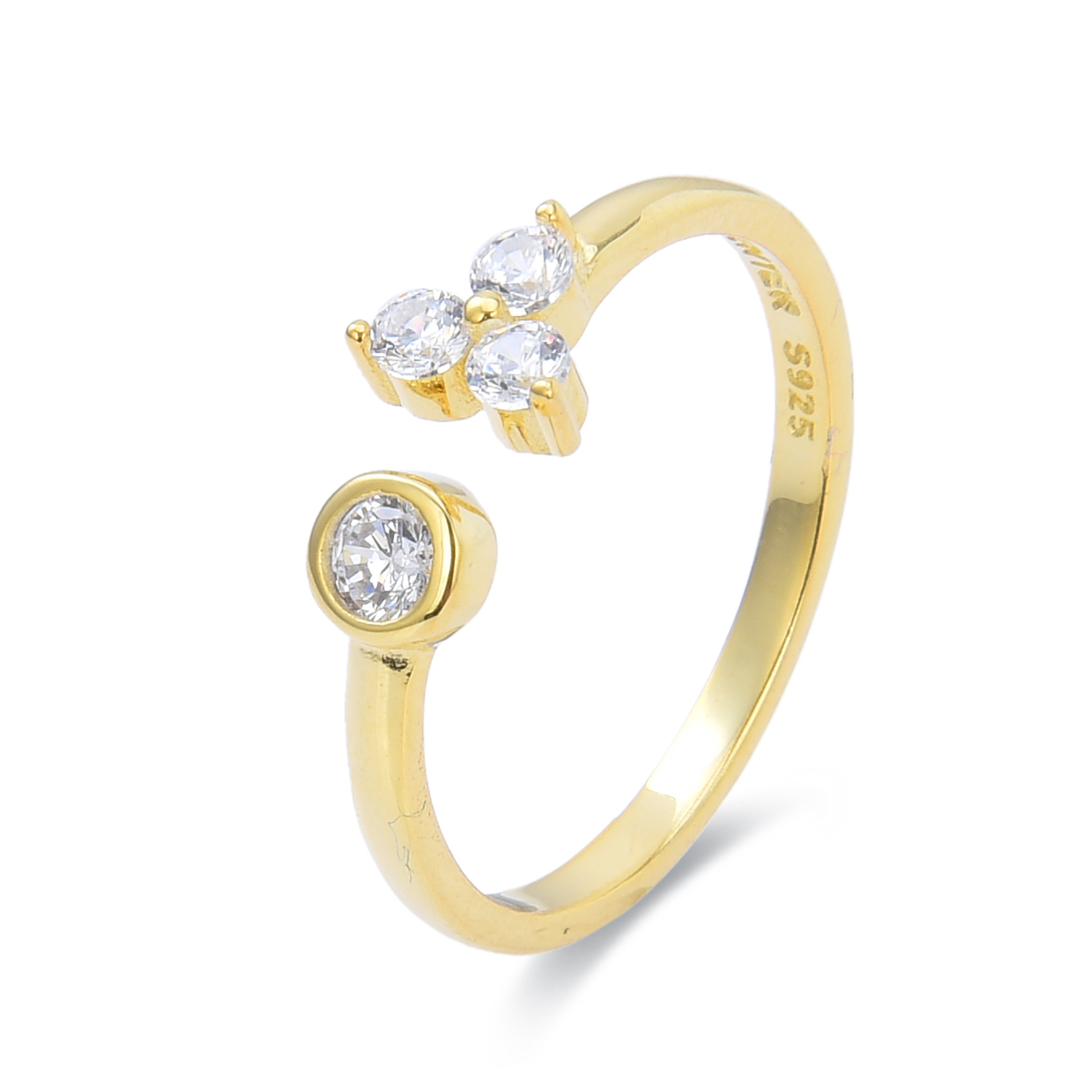 Anello in Argento Sterling 925 con Zirconia Brillante finitura in oro giallo 18K - Tilen