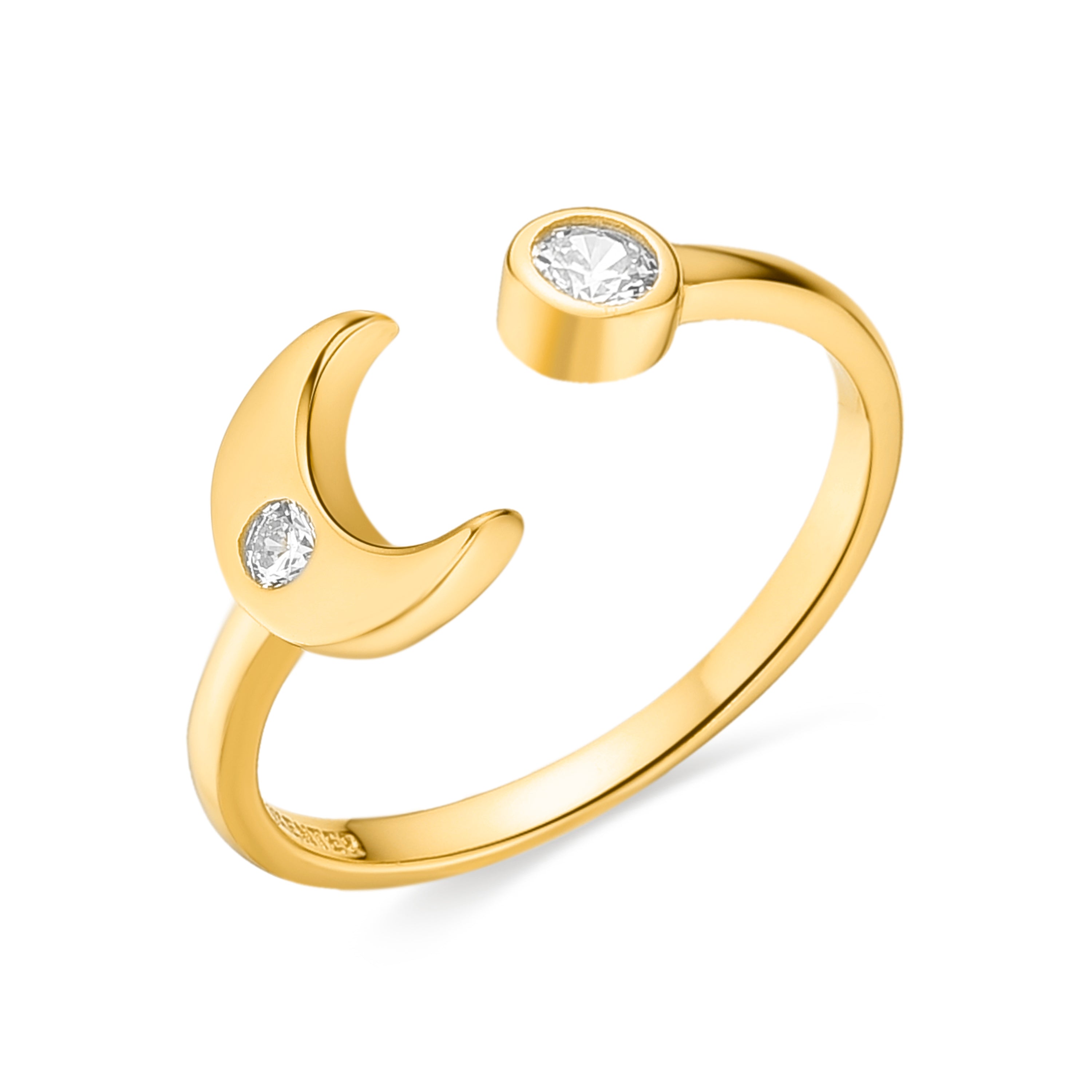 Anello in Argento Sterling 925 con Zirconia Brillante finitura in oro giallo 18K - Nara