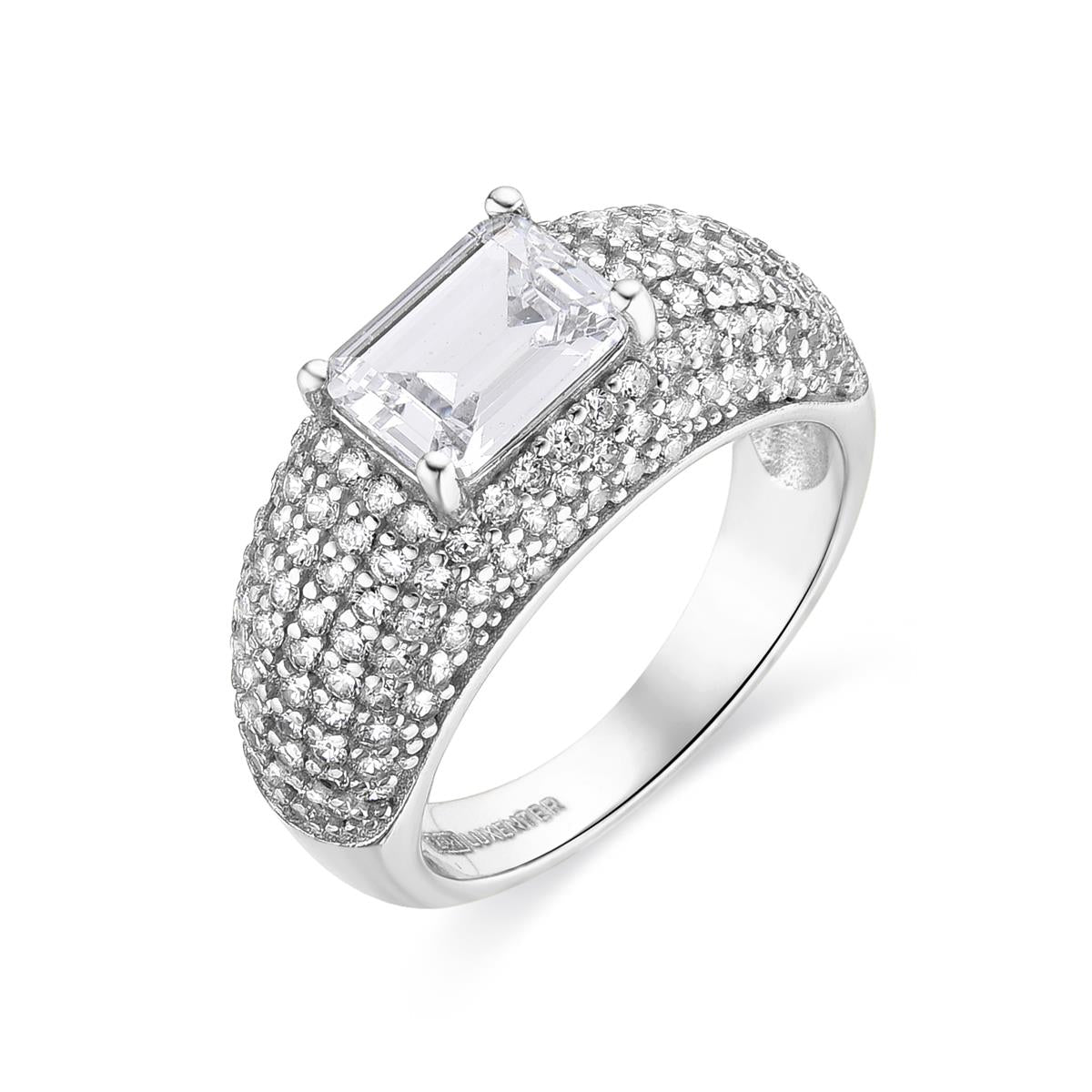 Anello di Argento Sterling 925 con Zirconia Rosa finitura in rodio - Ciadar