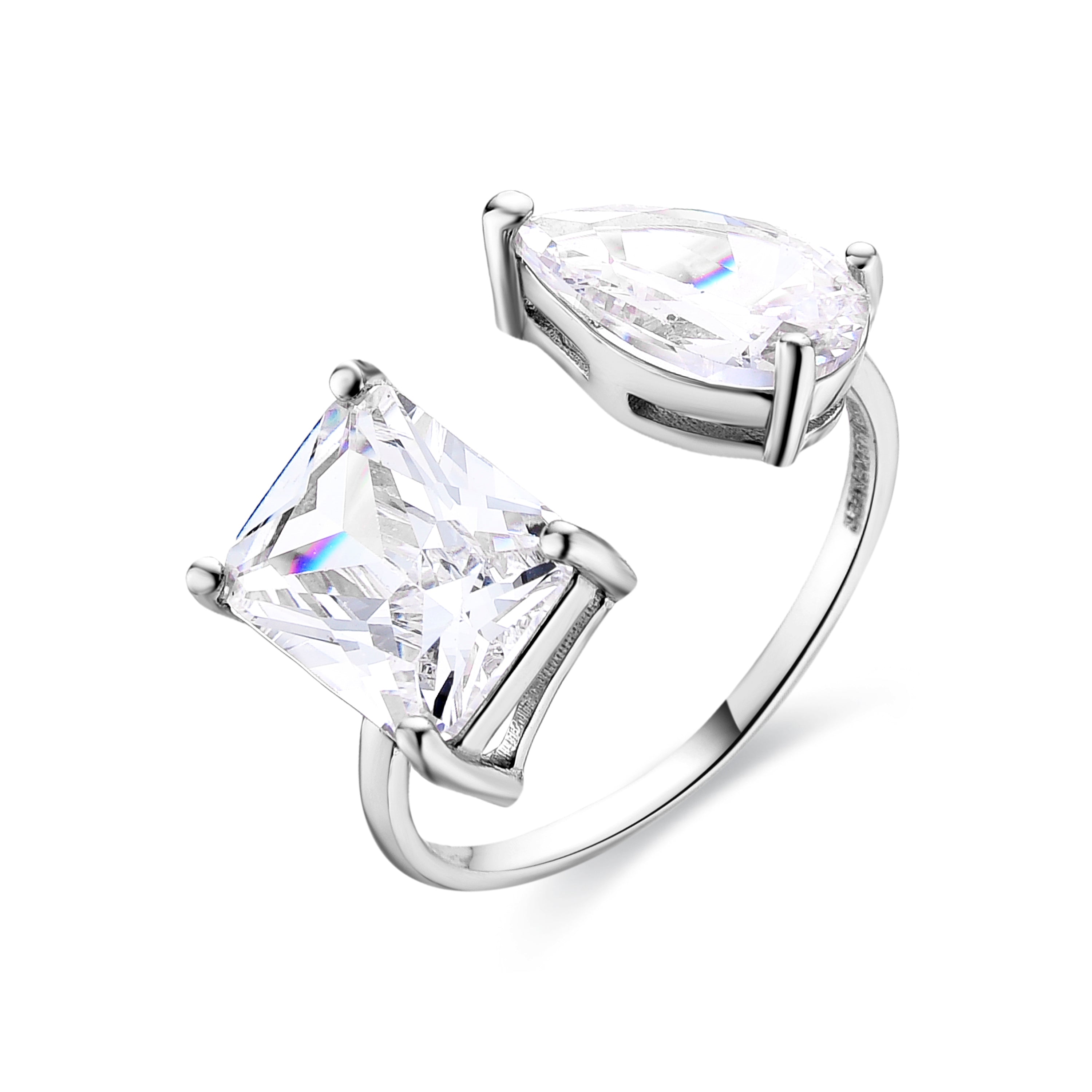 925 Sterling Silver Ring with Pink Cubic Zirconia Rhodium Finish - Ciadar