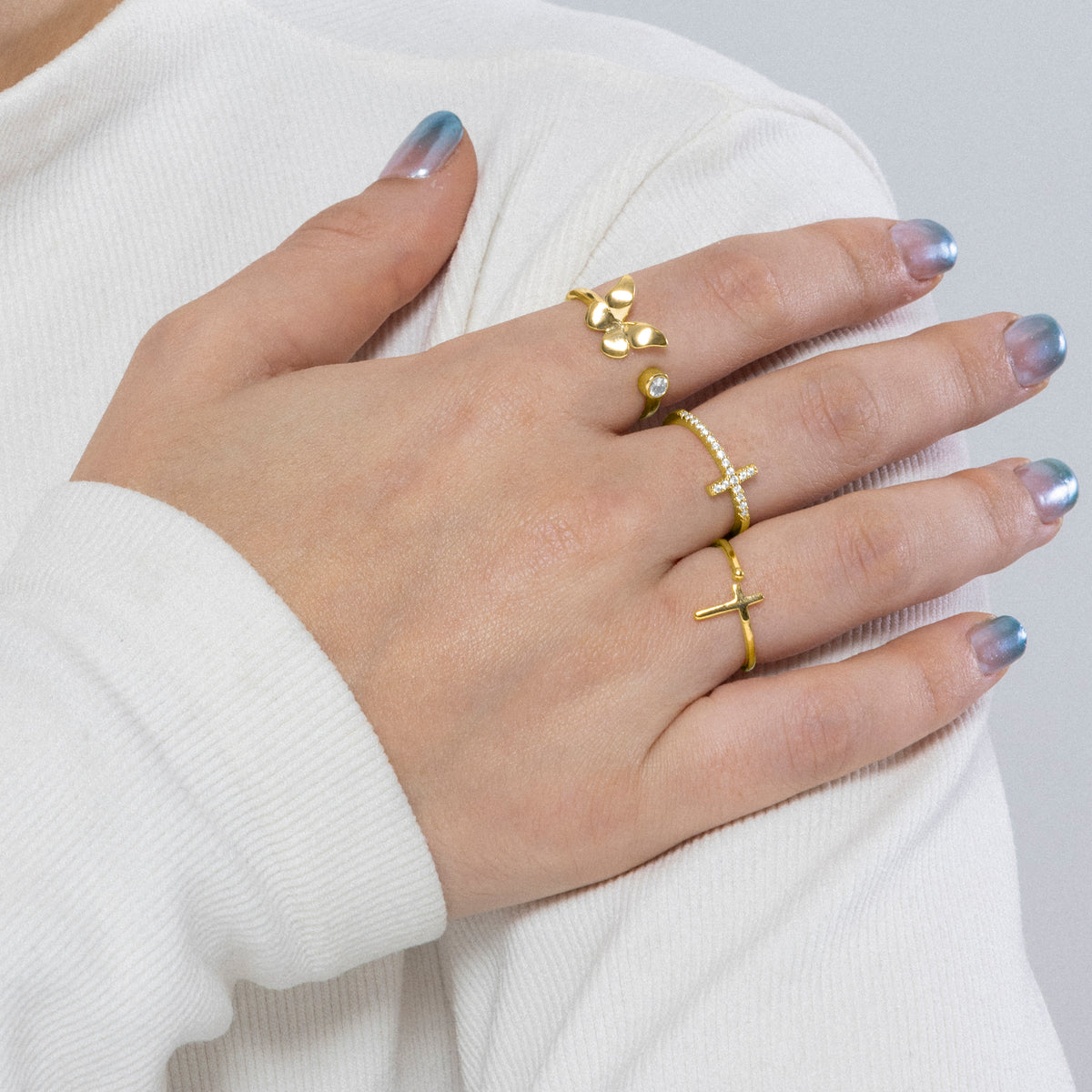 Anel de Prata com acabamento em ouro amarelo 18K - Dilme