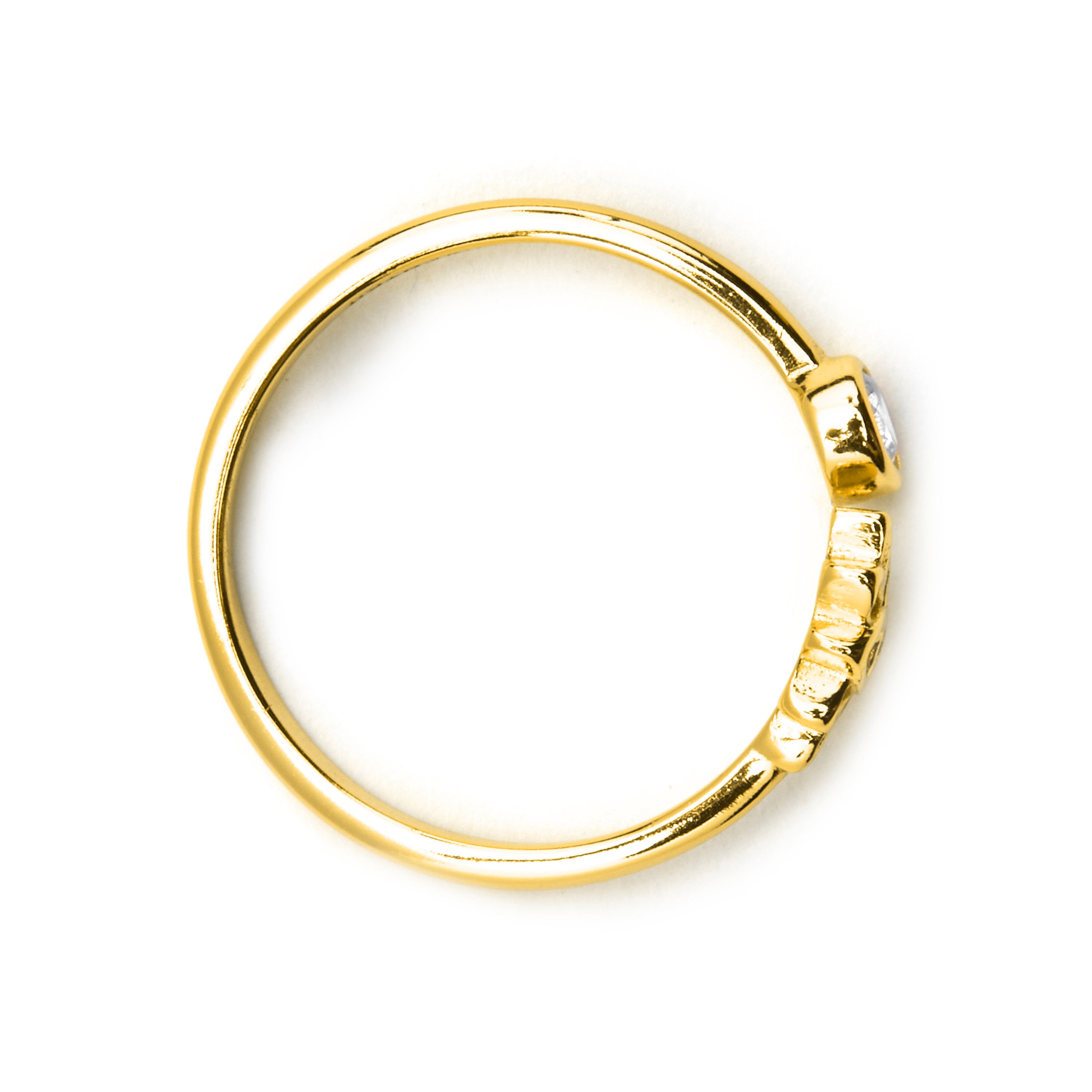 925 Sterling Silver Ring with Brilliant Zirconia finished in 18k gold - Fholie