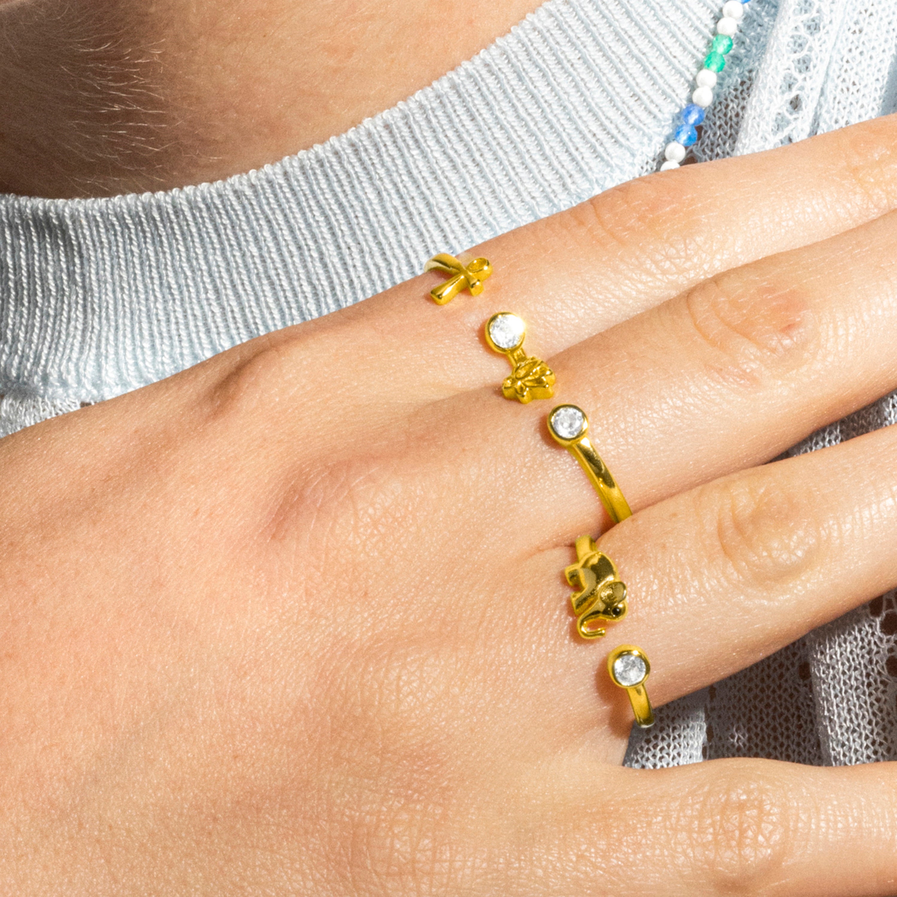 925 Sterling Silver Ring with Brilliant Zirconia finished in 18k gold - Fholie
