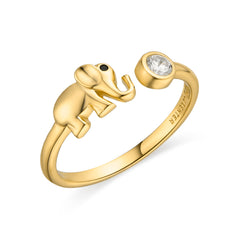 925 Sterling Silver Ring with Brilliant Zirconia finished in 18k Gold - Yabas
