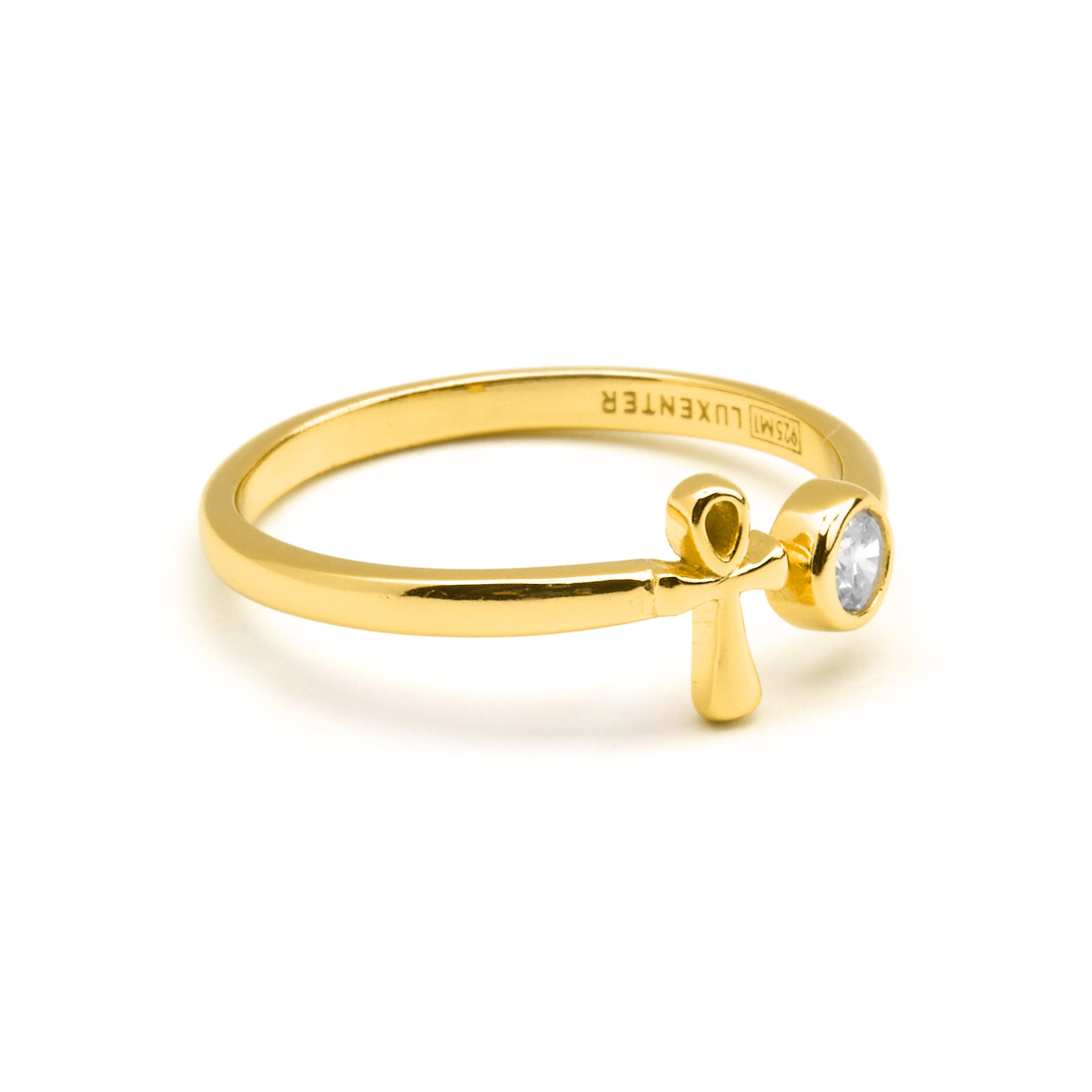 925 Sterling Silver Ring with Brilliant Zirconia finished in 18k Gold - Orssi