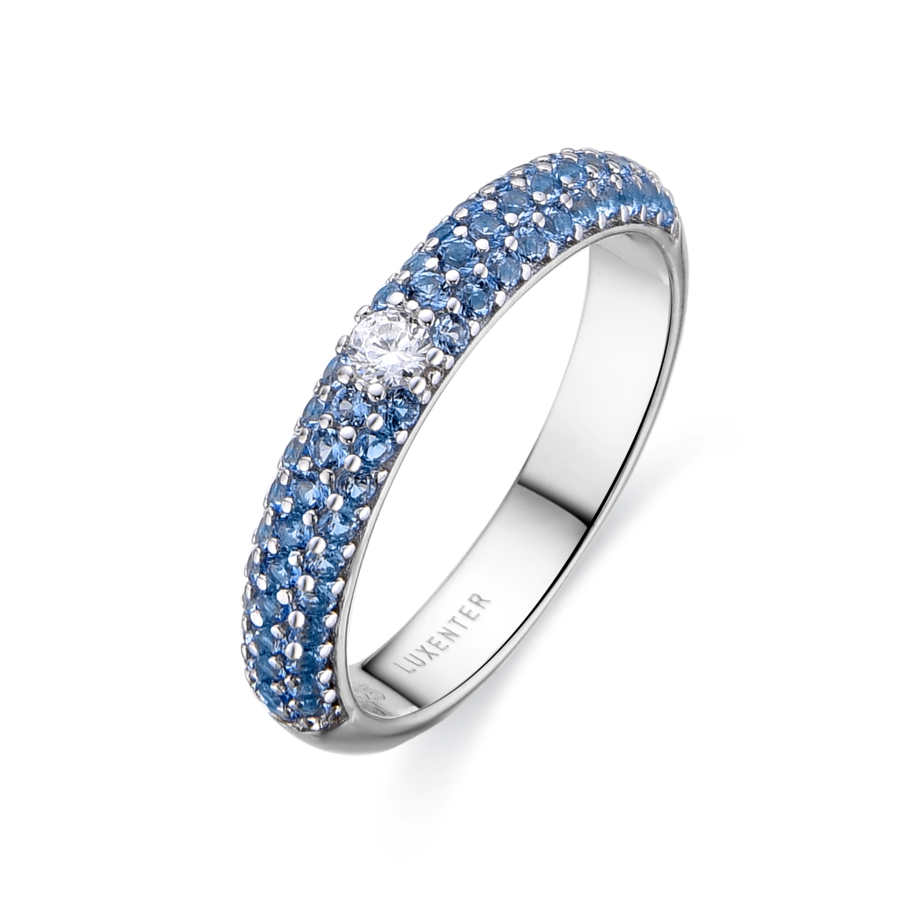 Ring aus 925er Sterlingsilber und Zirkonia Saphir mit Rhodium-Finish - Ontary