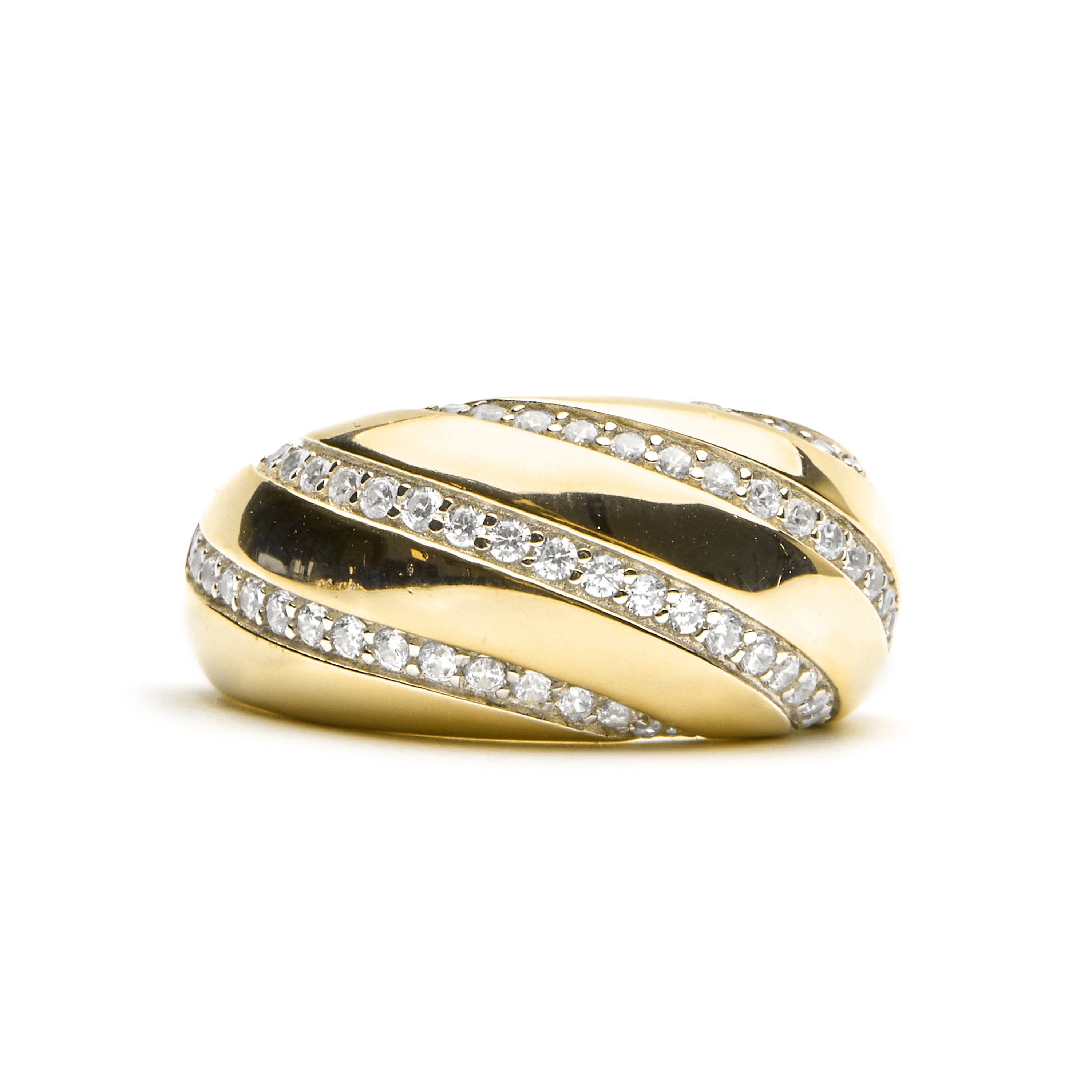 925 Sterling Silver Ring with Brilliant Cubic Zirconia finished in 18k gold - Vikai