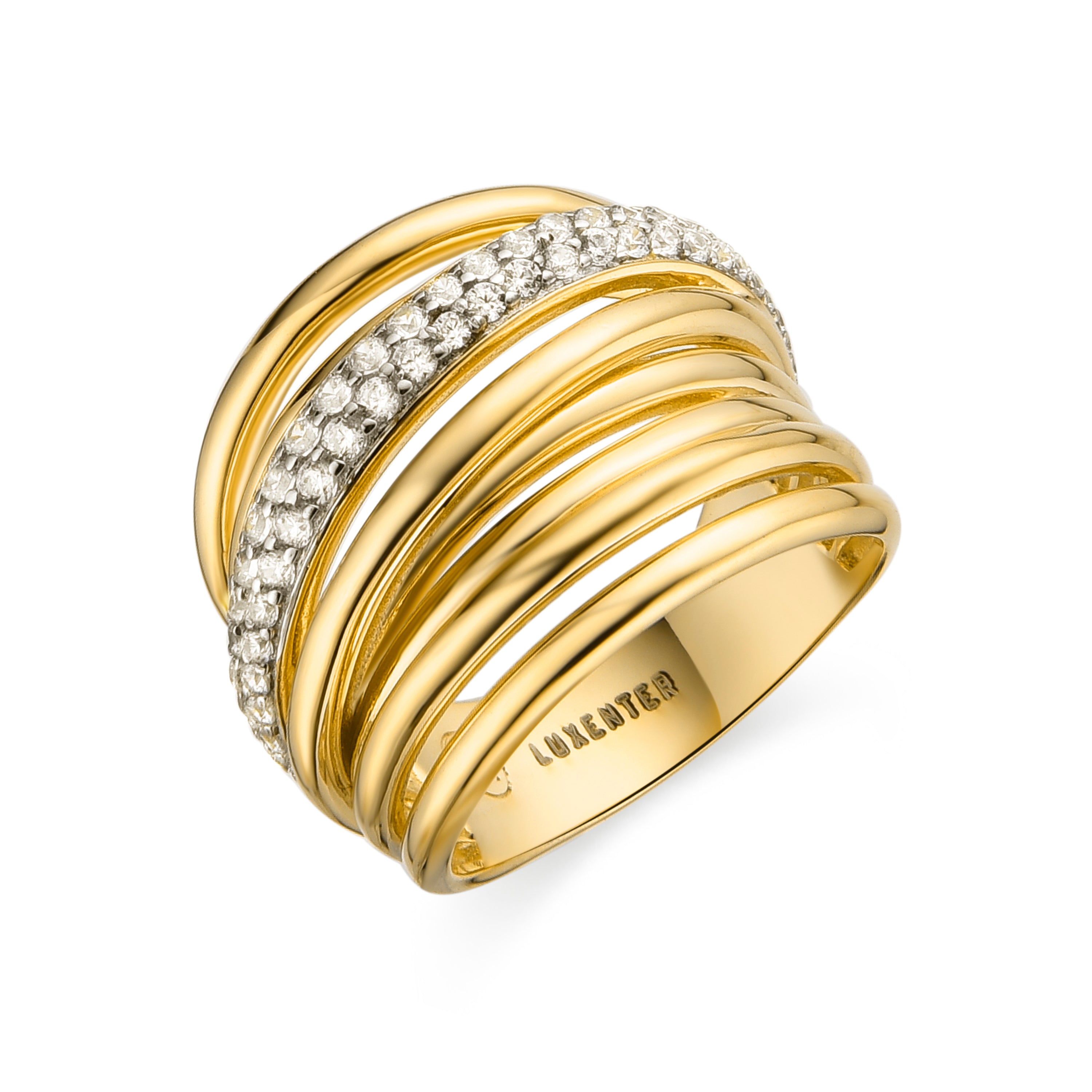 Anel de Prata de Lei 925 e Zircónia Brilhante acabamento ouro 18k - Aslor