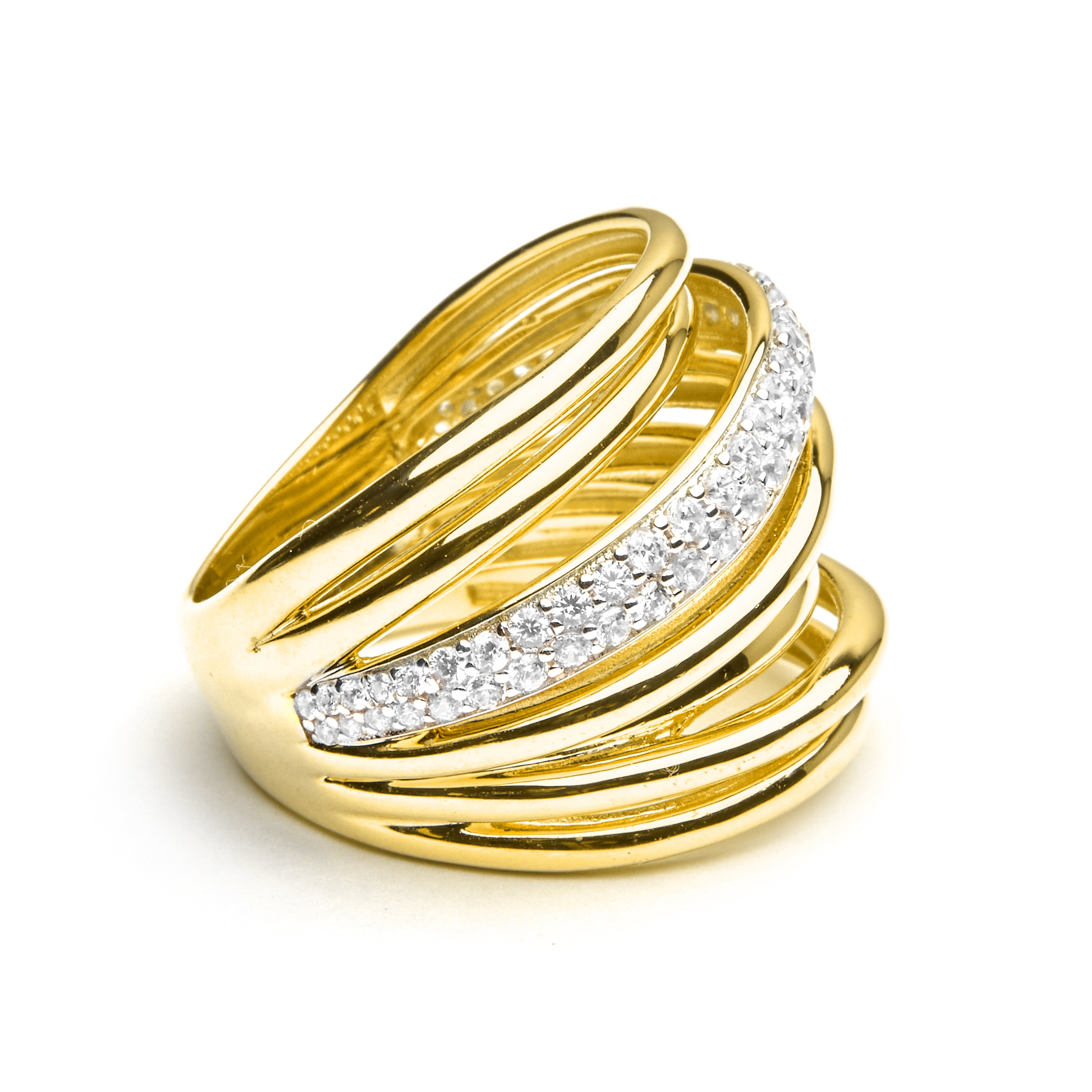 925er Silberring mit Zirkonia, vergoldet mit 18k - Aslor