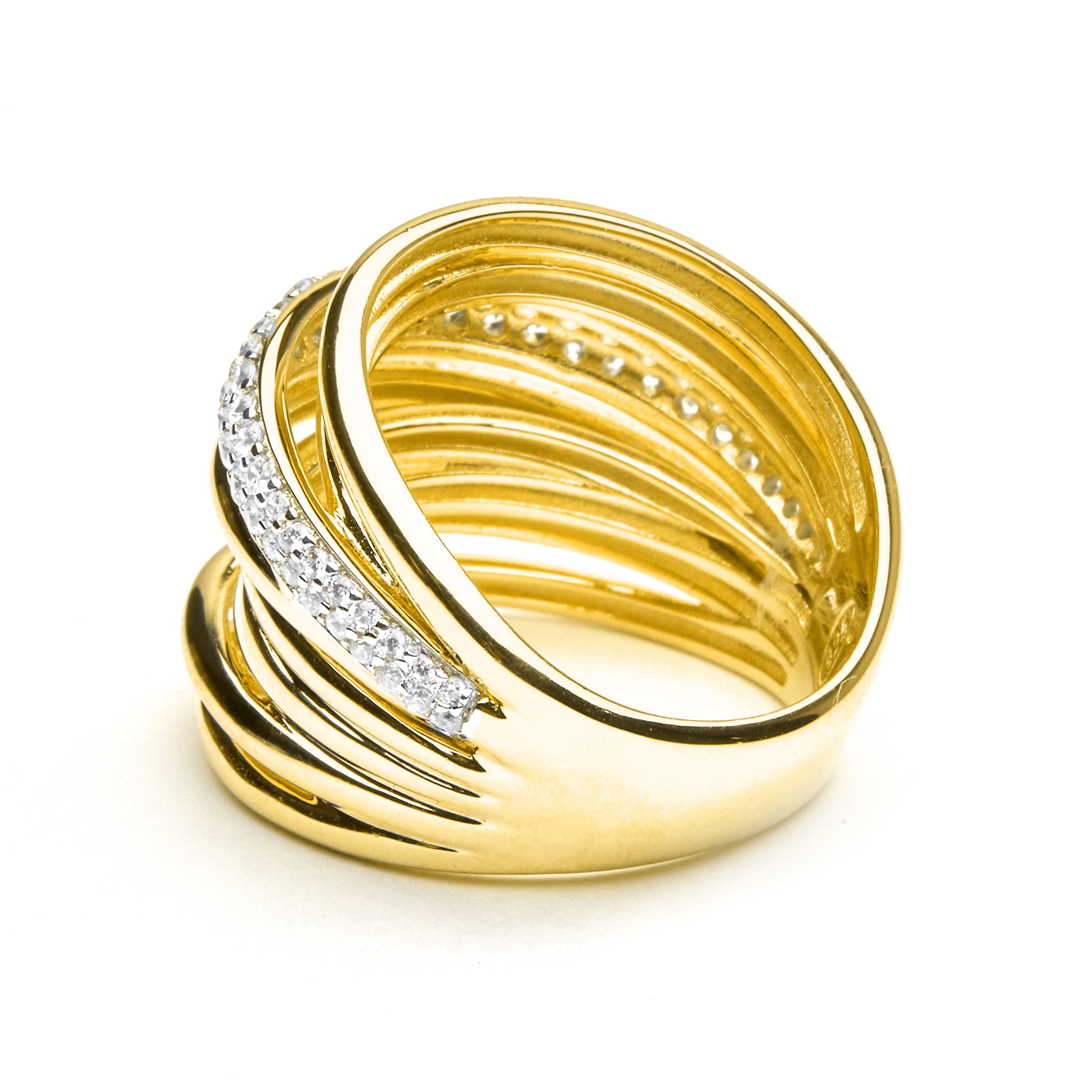 925er Silberring mit Zirkonia, vergoldet mit 18k - Aslor