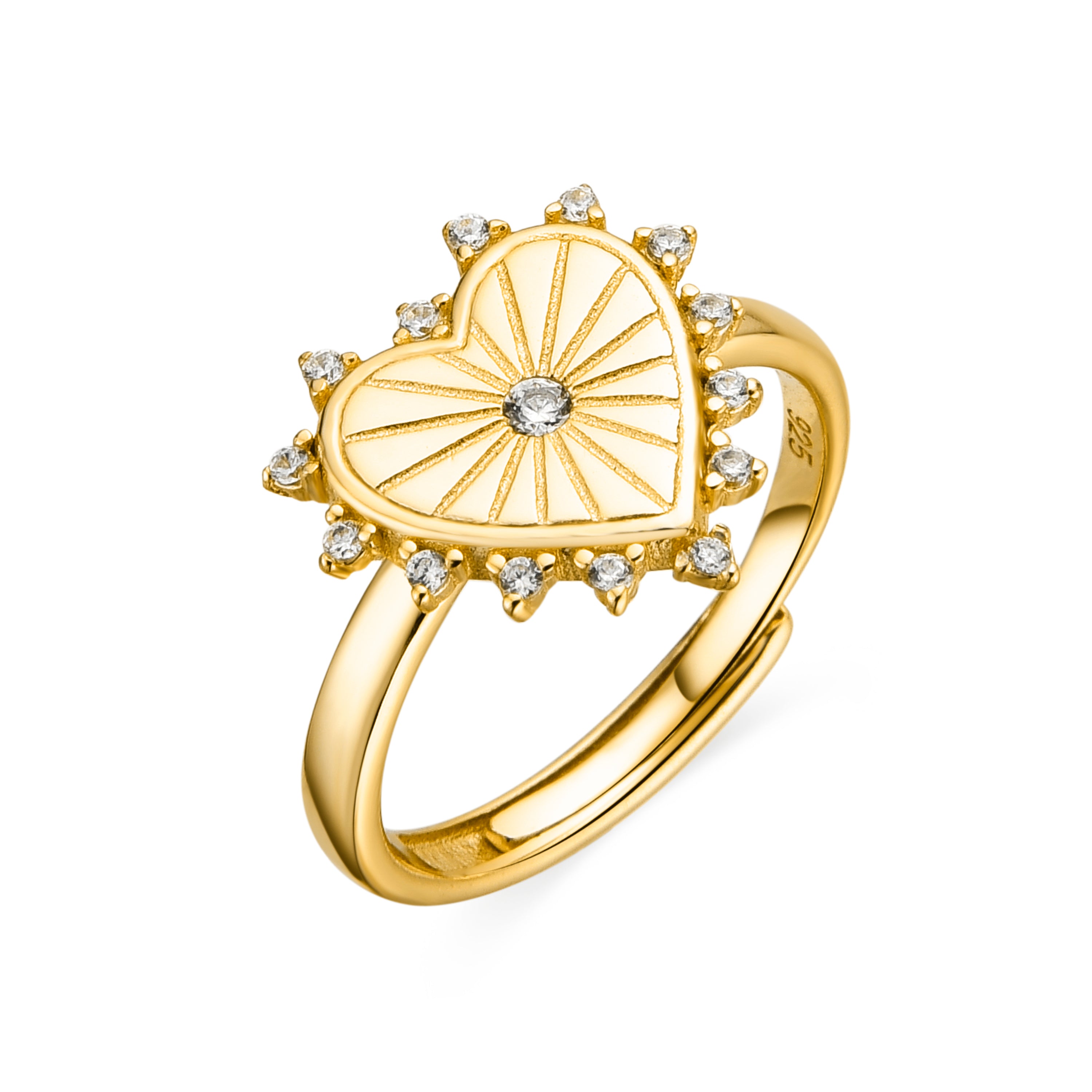 Bague en argent sterling 925 et zircon brillant finition or 18k - Nimed