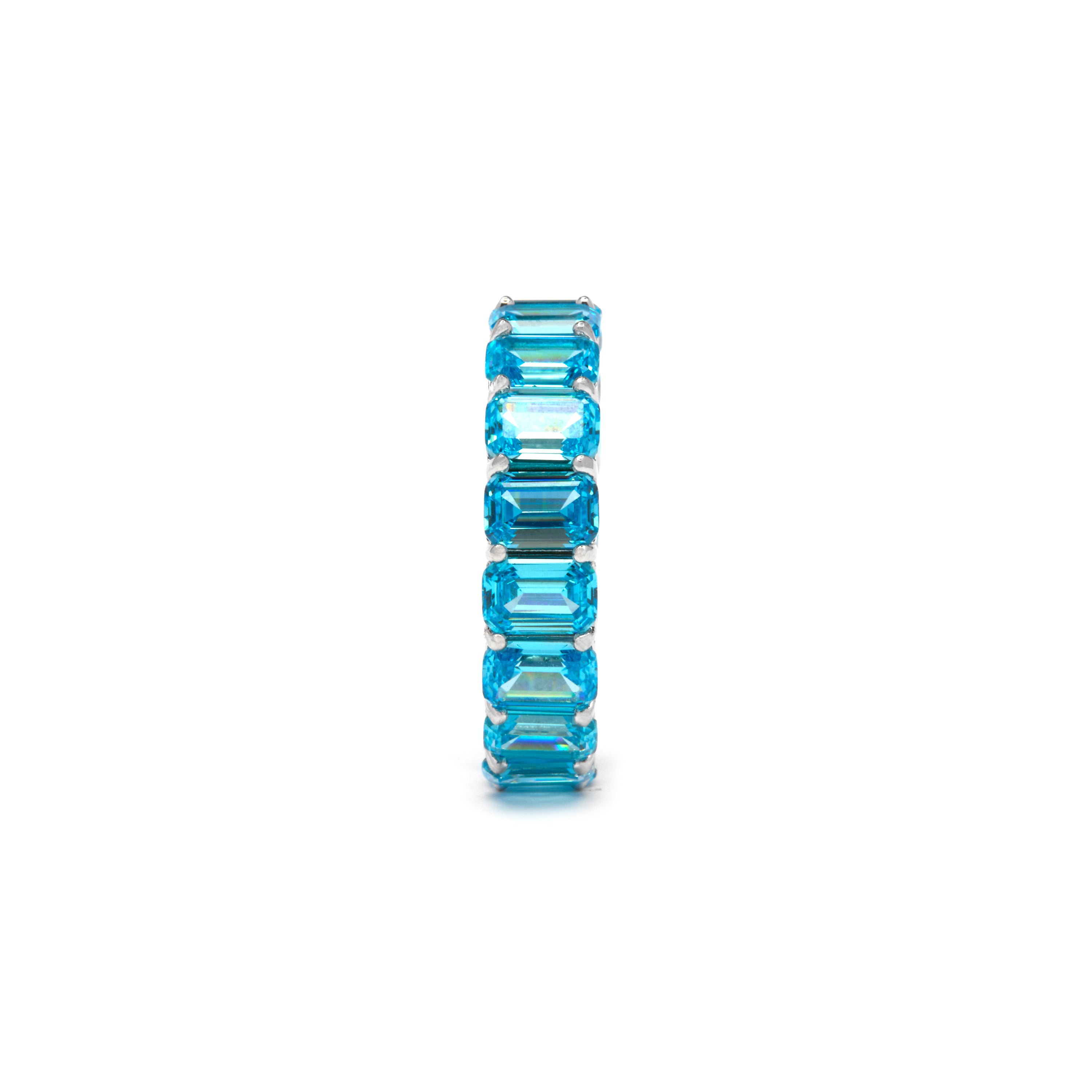 Anello in Argento Sterling 925 e Zirconia Topazio Blu finitura rodio - Syruo