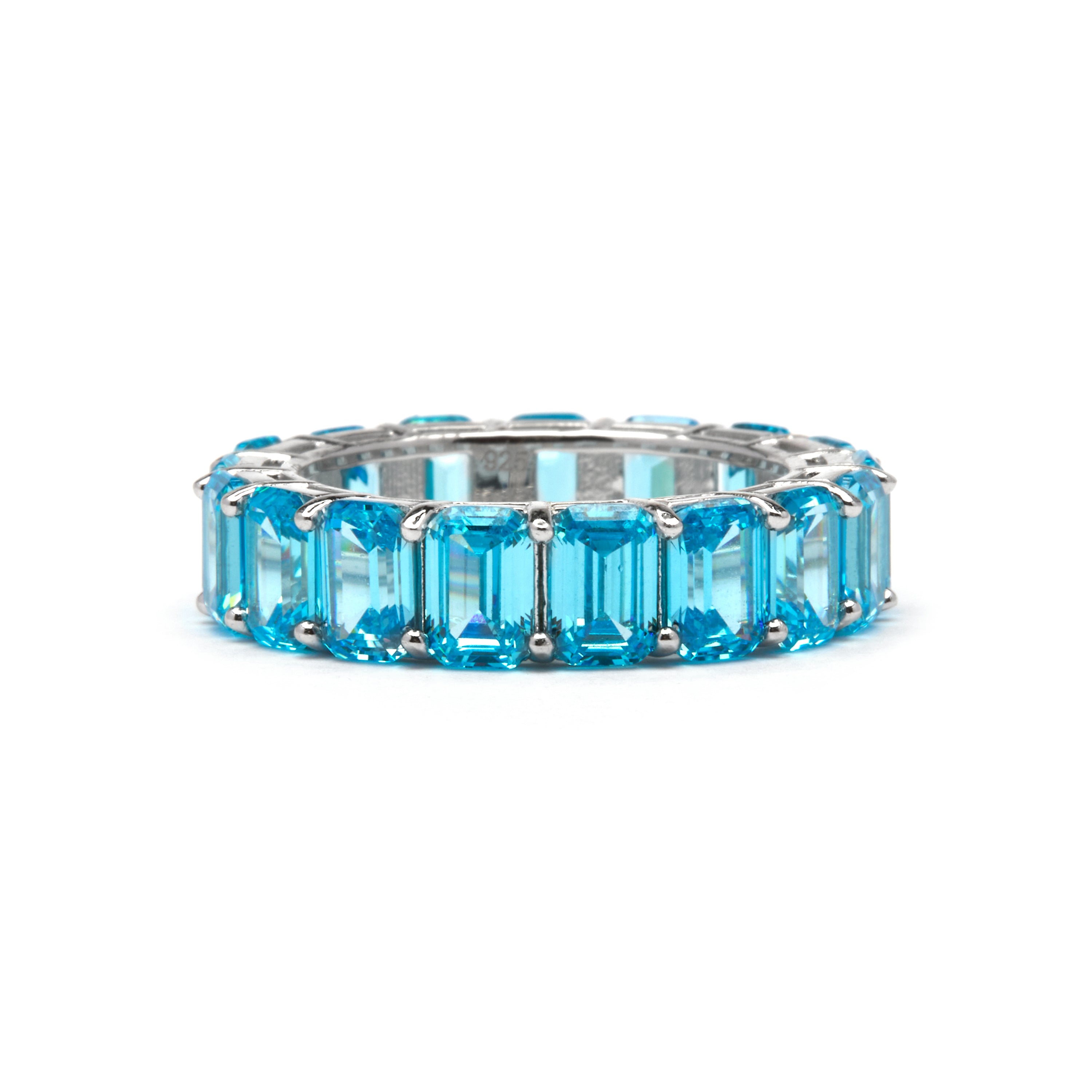 Anello in Argento Sterling 925 e Zirconia Topazio Blu finitura rodio - Syruo