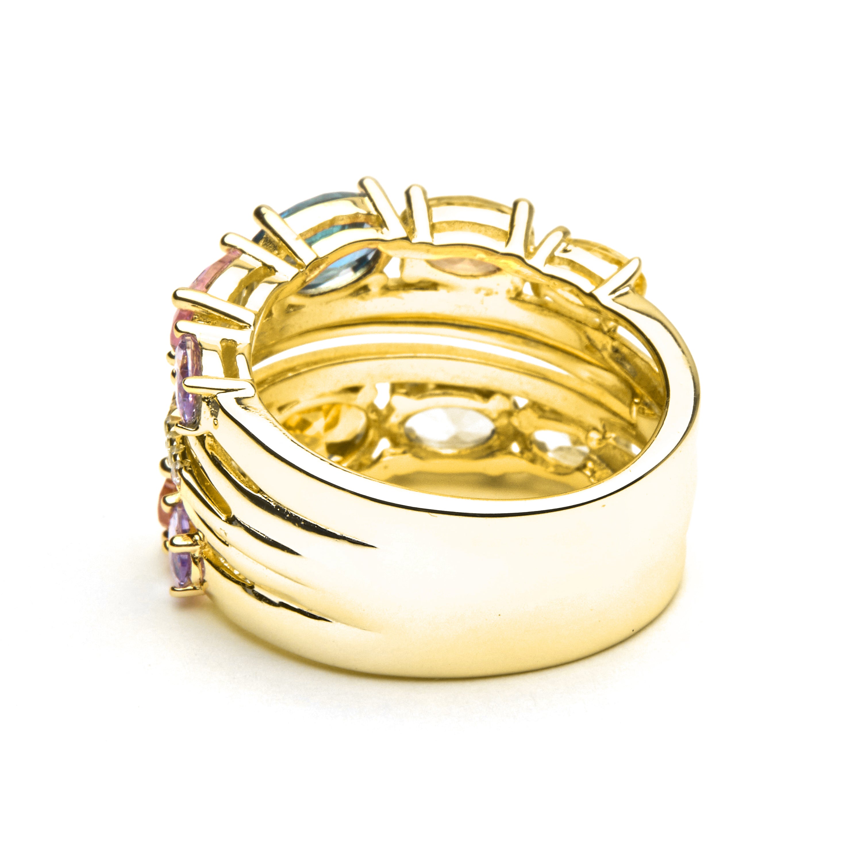 Anillo de Plata de Ley 925 y Circonita Multicolor acabado oro 18k - Diopra
