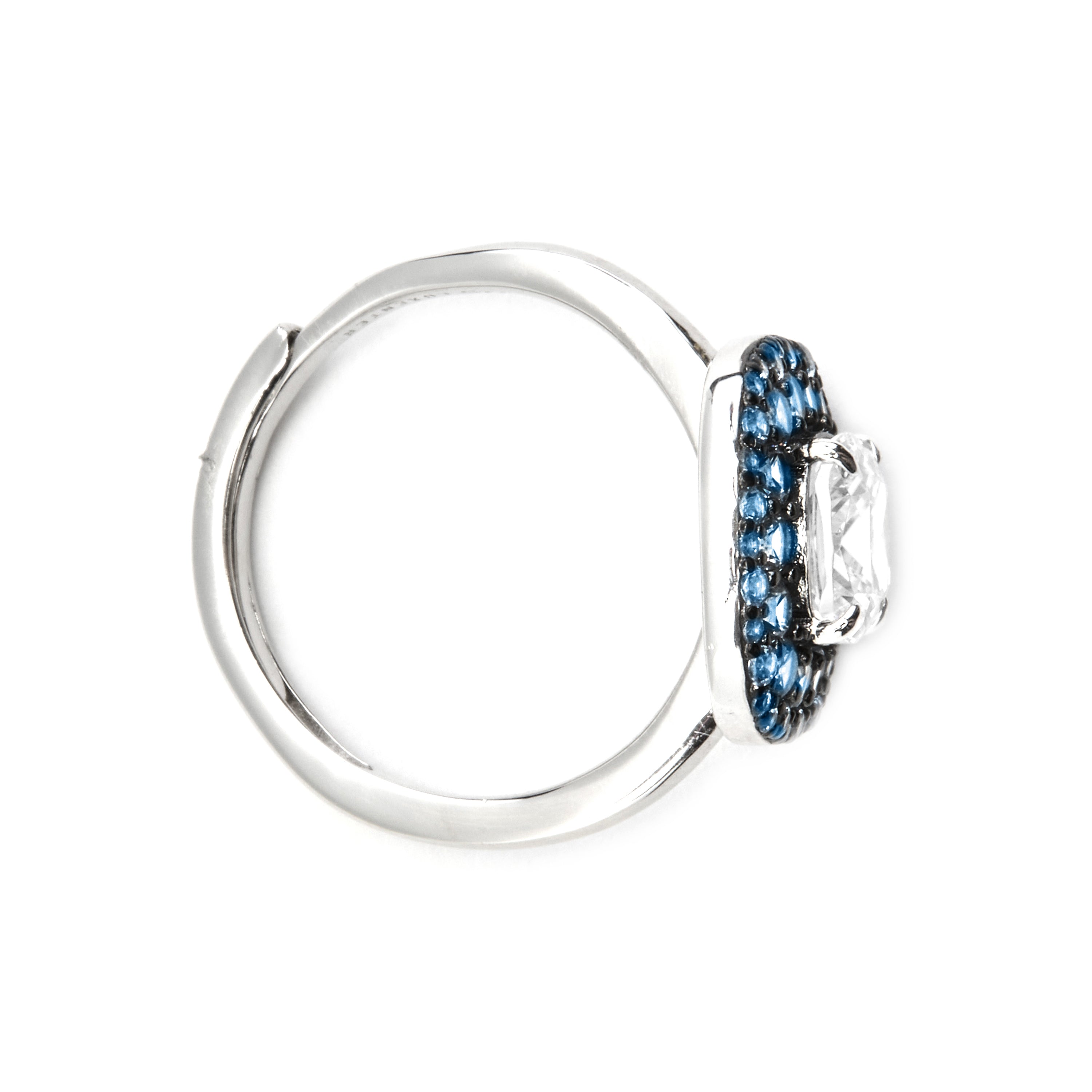 Anillo de Plata de Ley 925 y Circonita Topacio Azul acabado en rodio - Salug