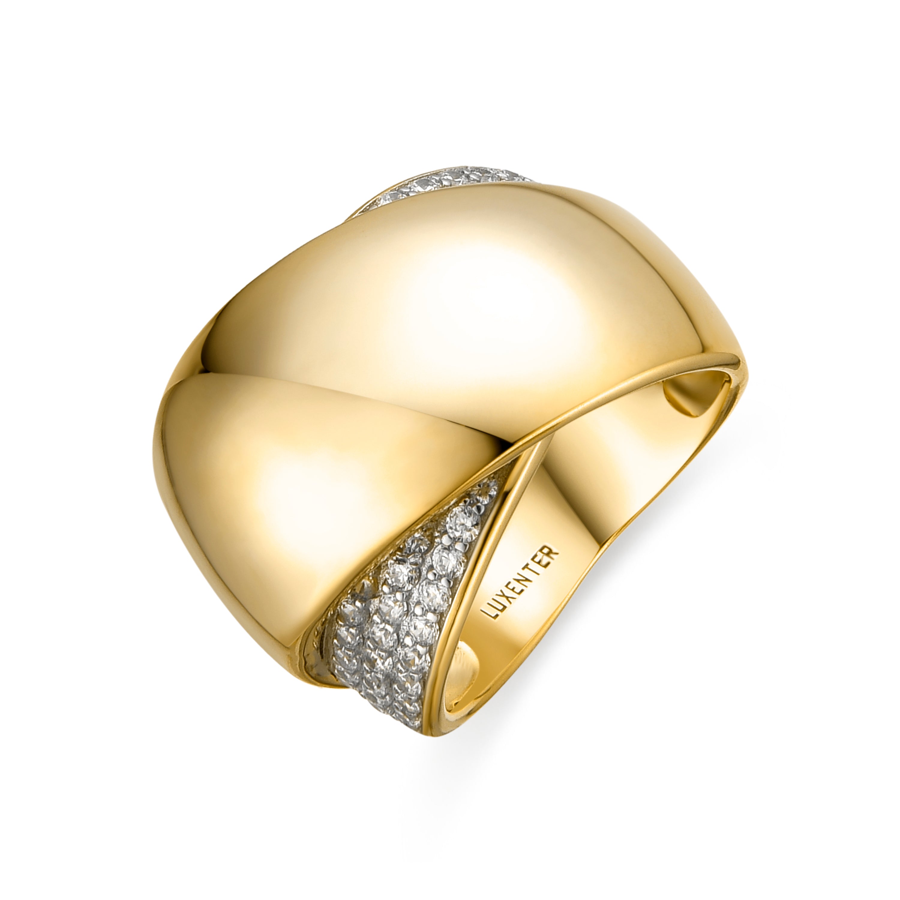 Bague en argent sterling 925 et zircone brillante finition or jaune 18k - Copim