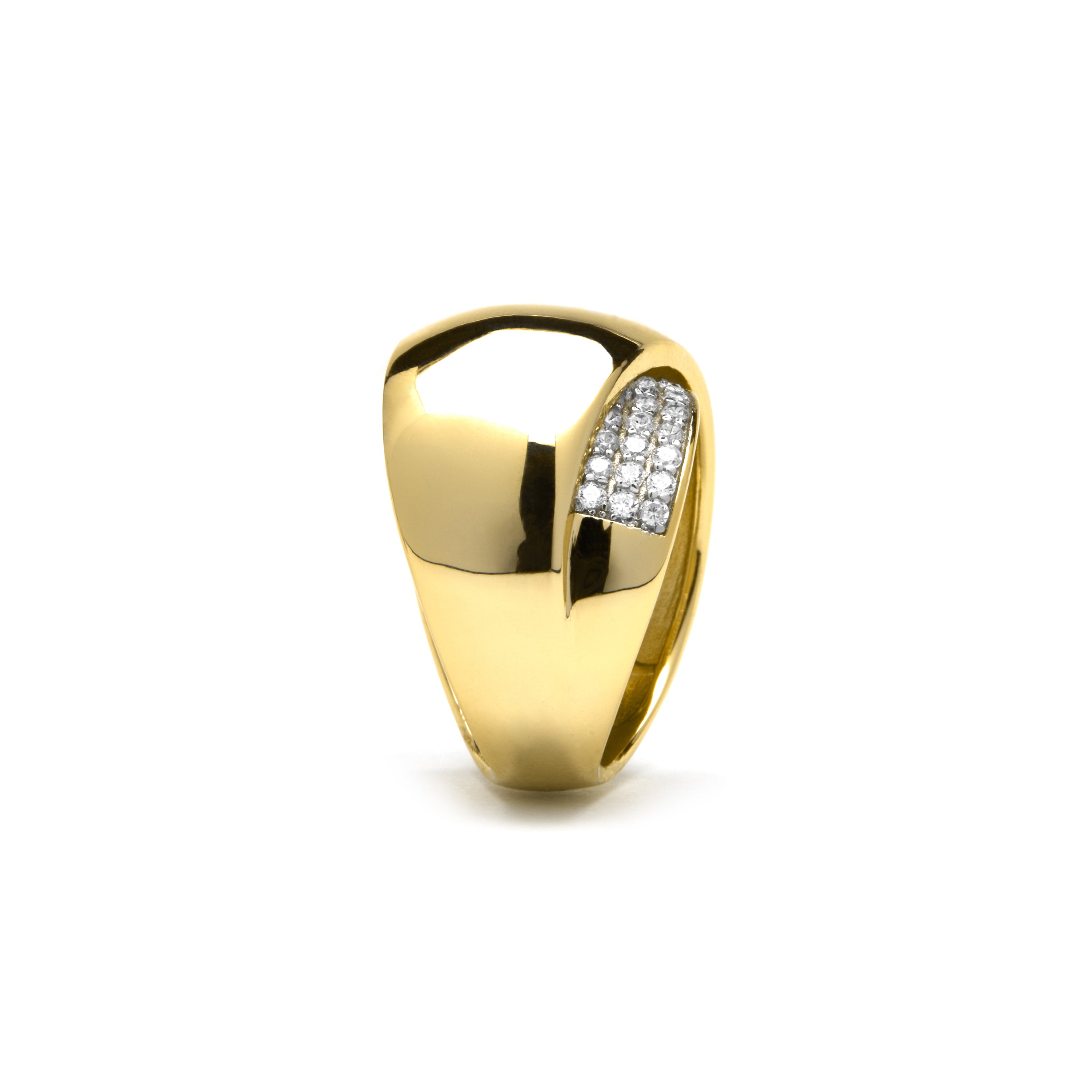 Bague en argent sterling 925 et zircone brillante finition or jaune 18k - Copim