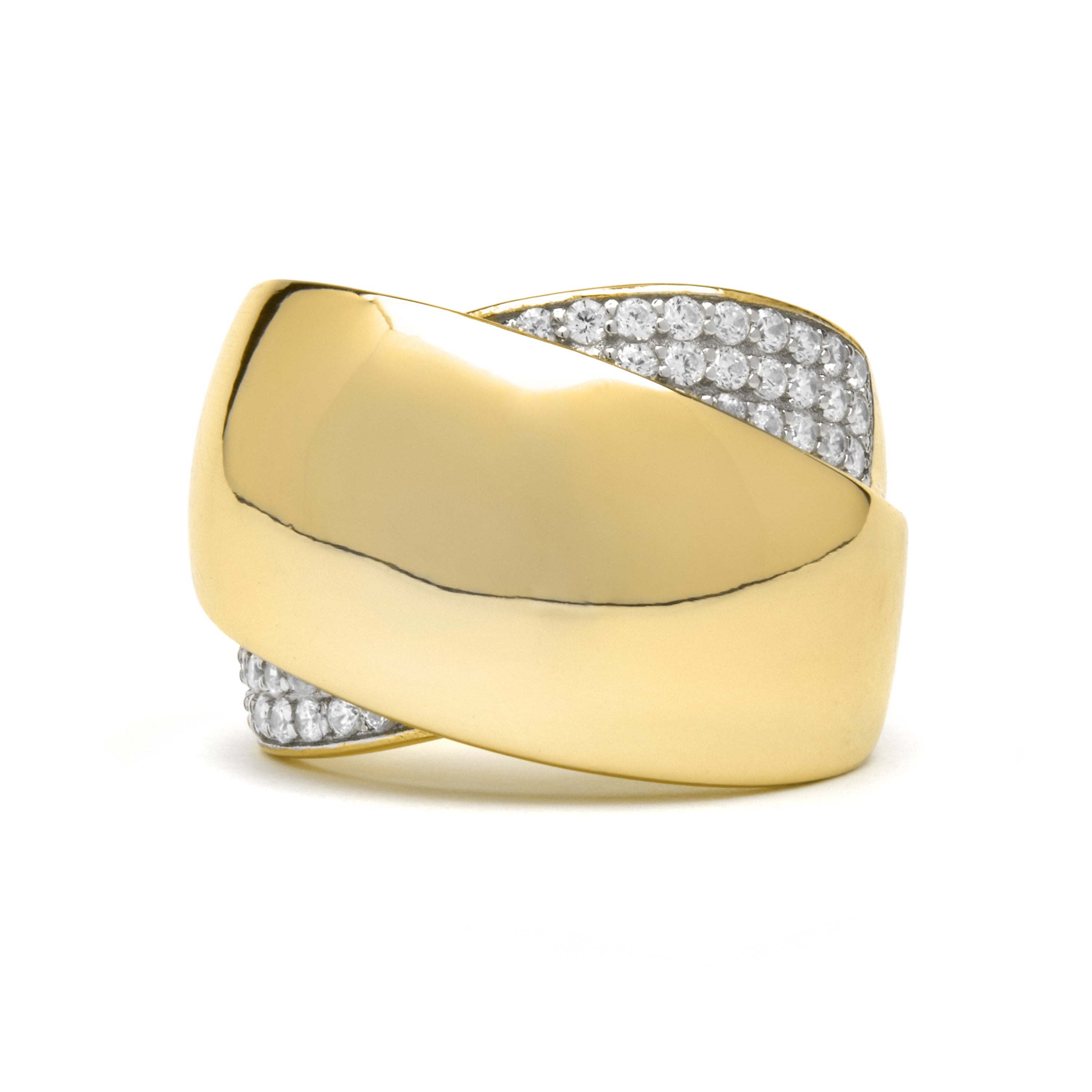 Bague en argent sterling 925 et zircone brillante finition or jaune 18k - Copim