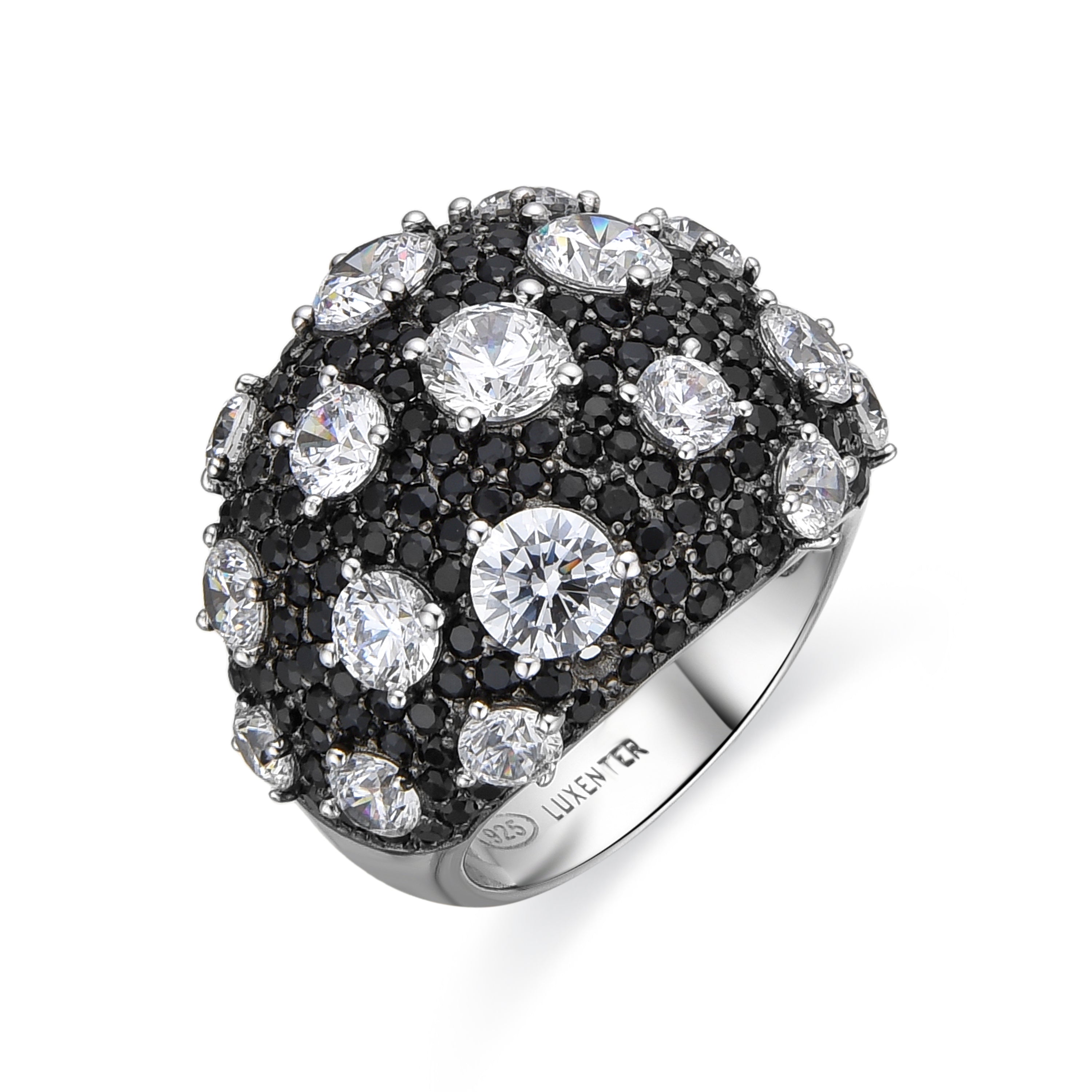 Anello in Argento 925 e Zirconia Onice finitura rodio - Jacas