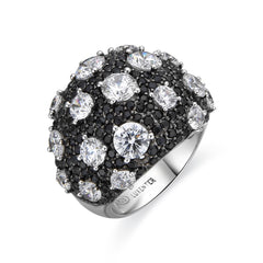 925 Sterling Silver Ring with Onyx Cubic Zirconia rhodium finish - Jacas