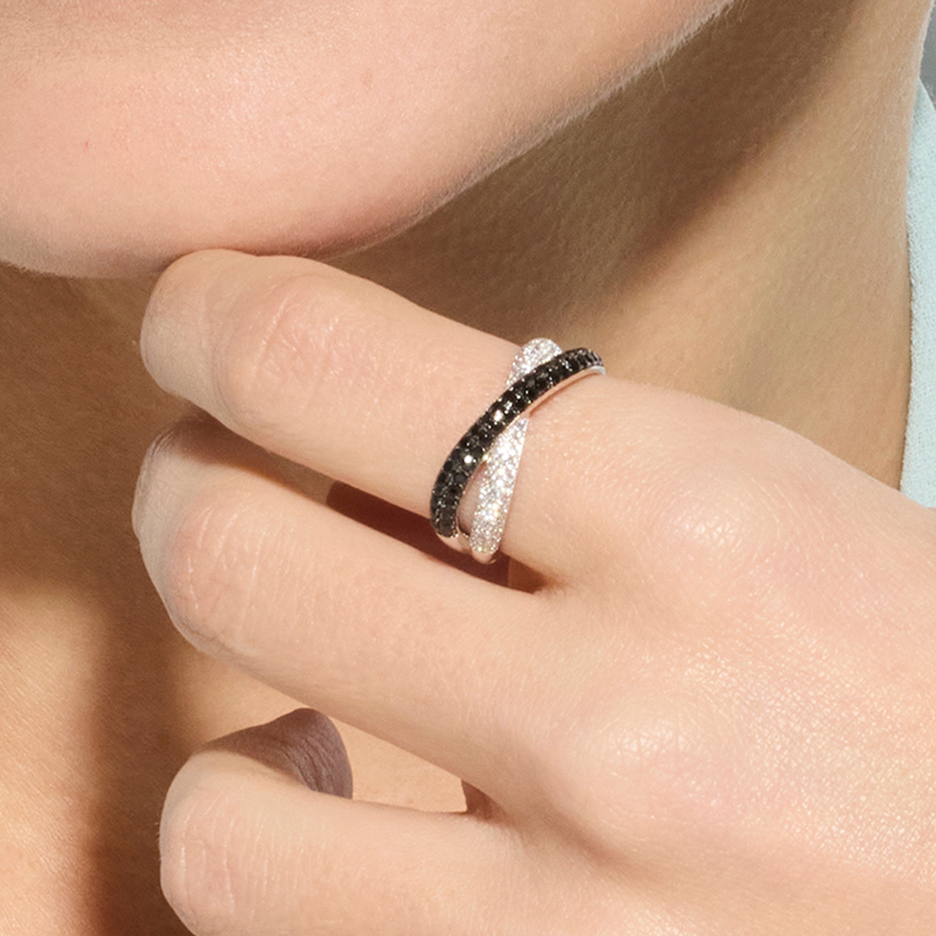 Bague en argent sterling 925 et oxyde de zirconium Onyx finition rhodium - Miphus