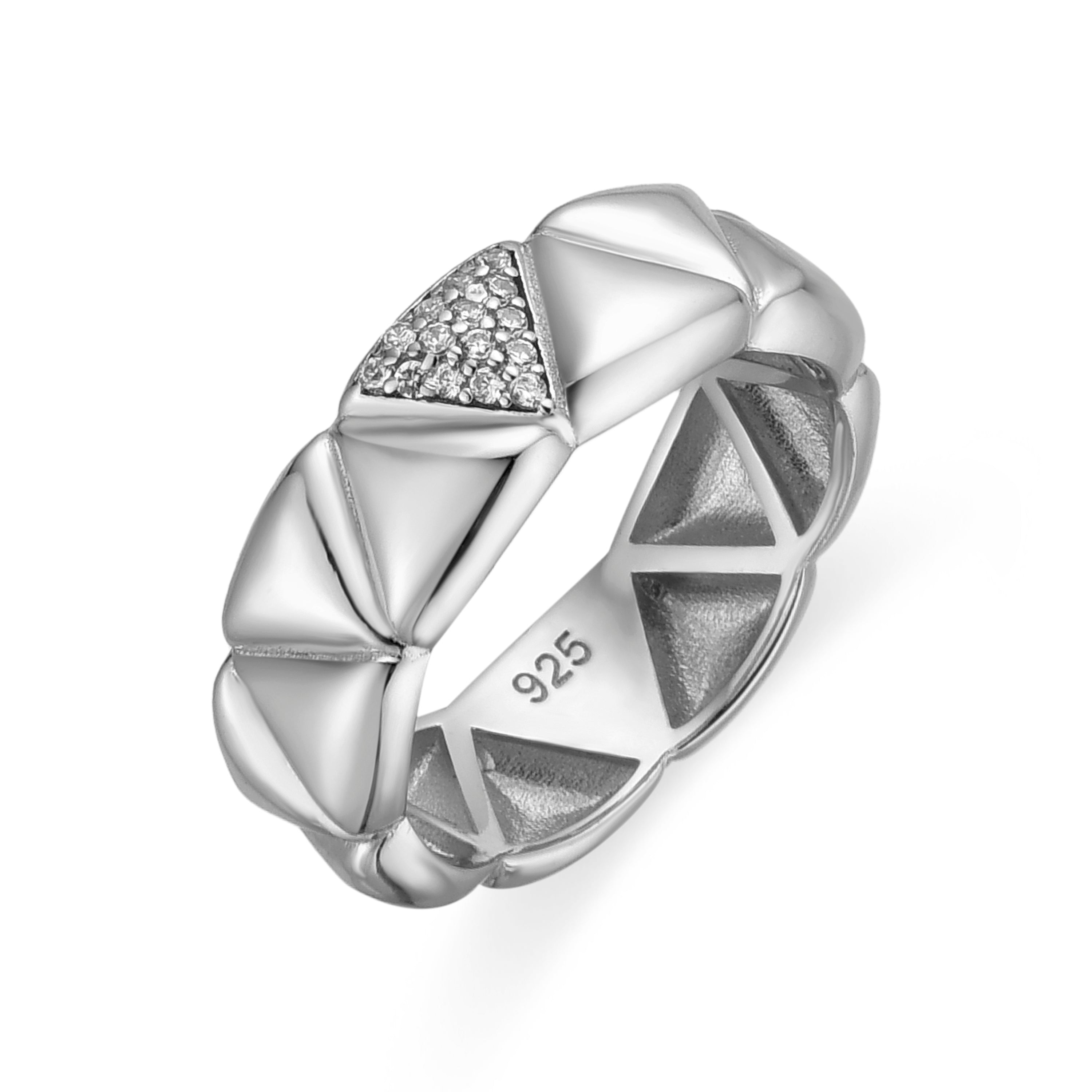Bague en argent sterling 925 et zircon brillant finition rhodiée - Imwa