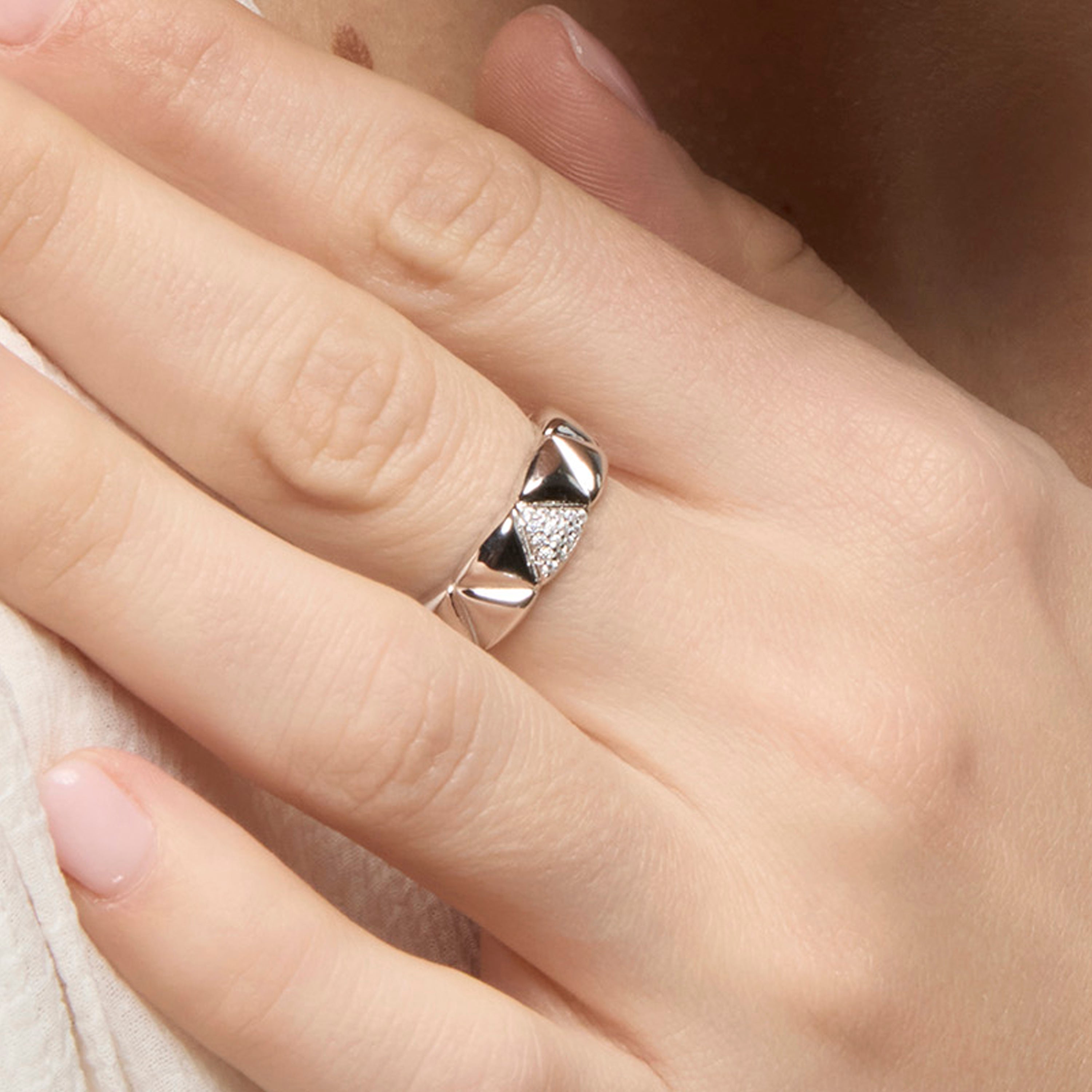 Bague en argent sterling 925 et zircon brillant finition rhodiée - Imwa