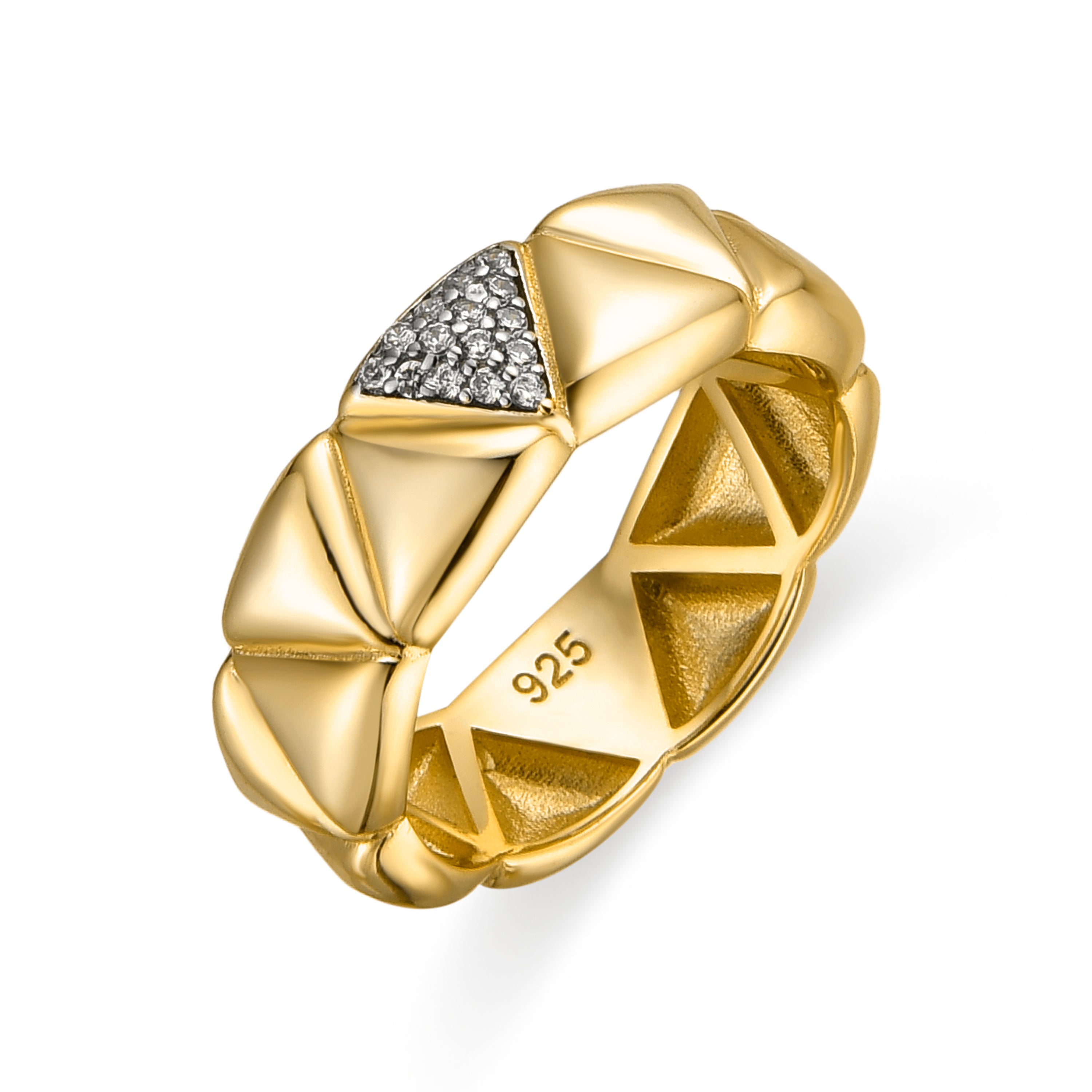 925 Sterling Silver Ring with Brilliant Zirconia finished in 18k Yellow Gold - Imwa