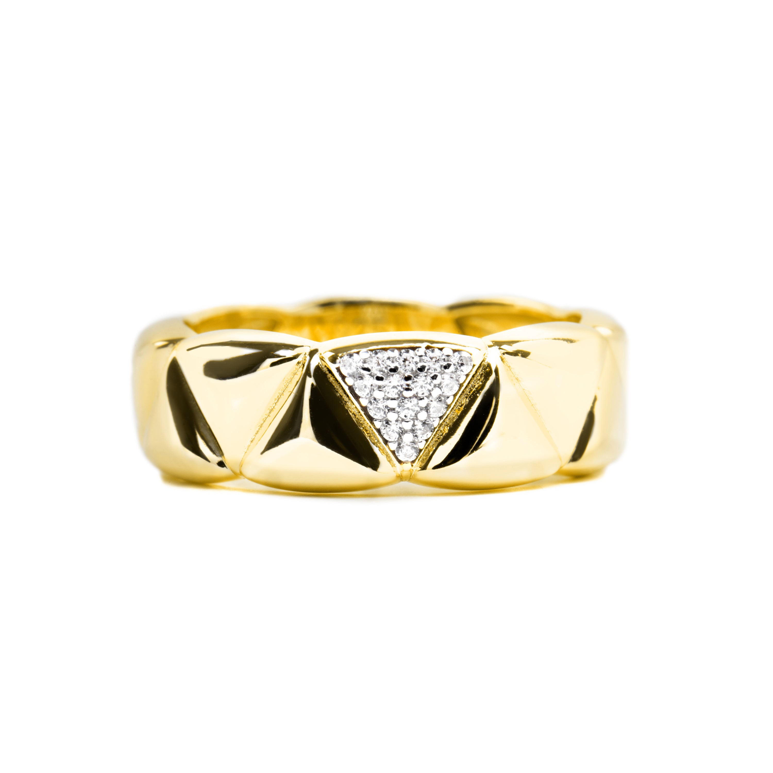 925 Sterling Silver Ring with Brilliant Zirconia finished in 18k Yellow Gold - Imwa