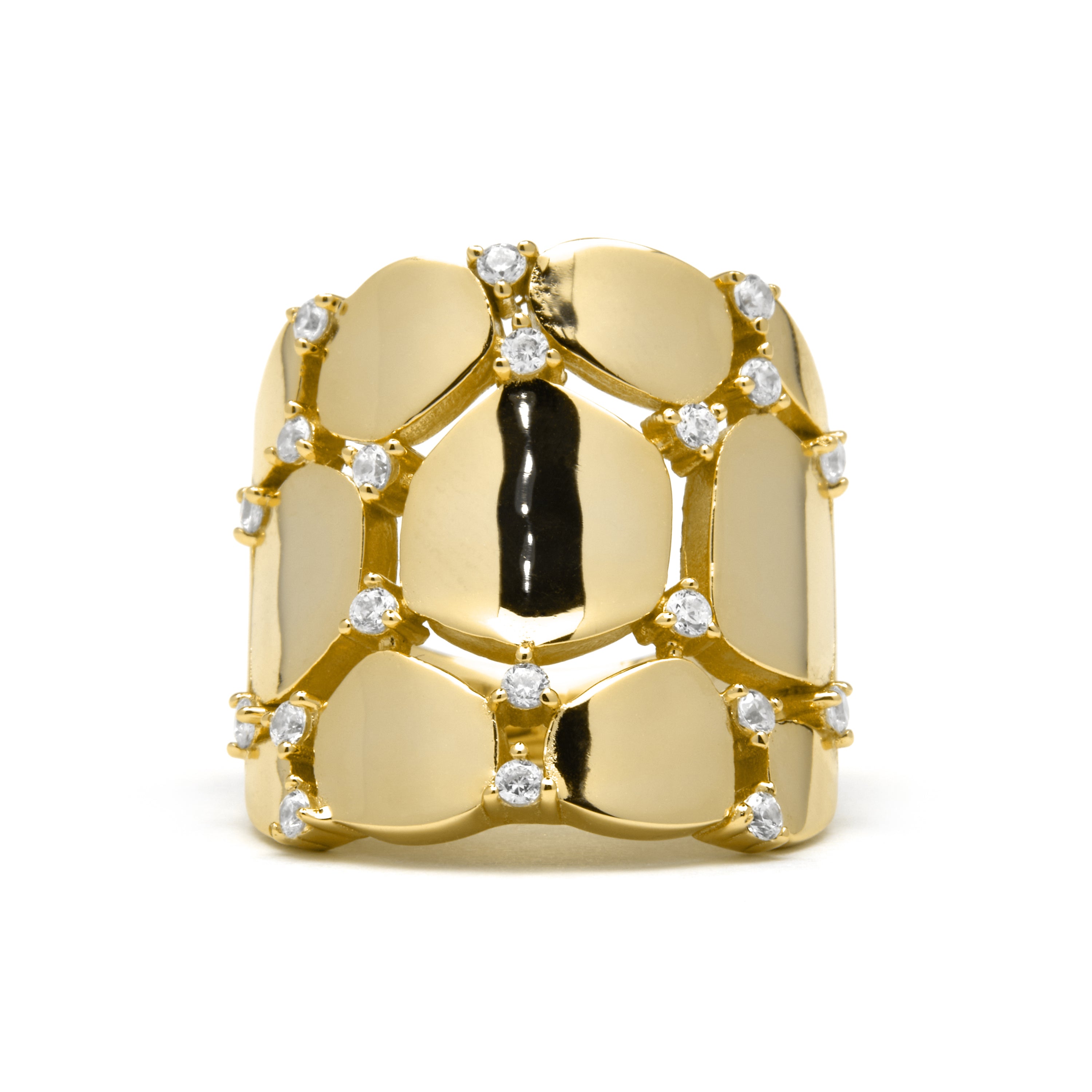 Anello in Argento 925 e Zirconia Brillante con finitura in oro giallo 18k - Agrox