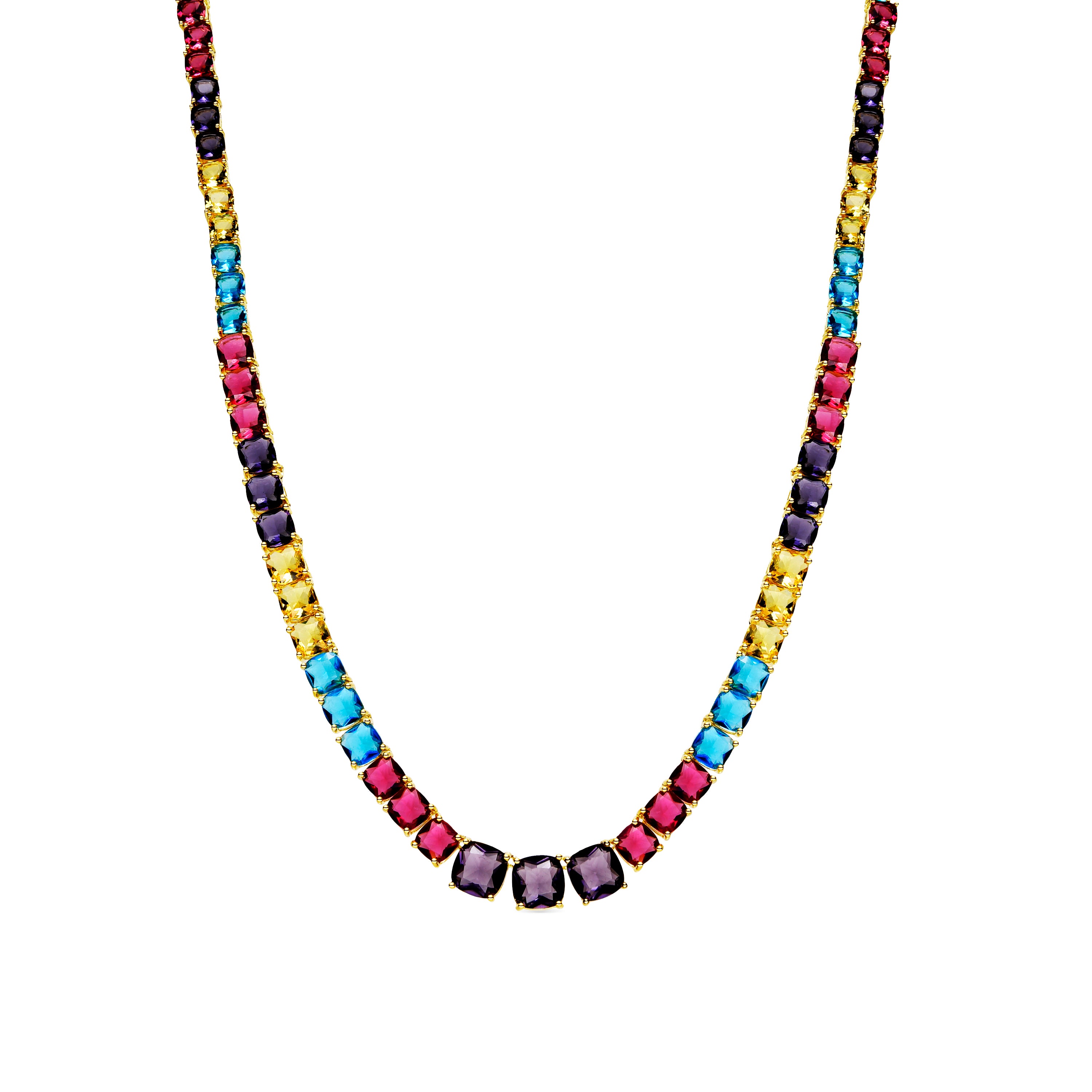 925 Sterling Silver and Multicolor Hydrothermal Quartz Necklace with 18k Gold Finish - Thorka