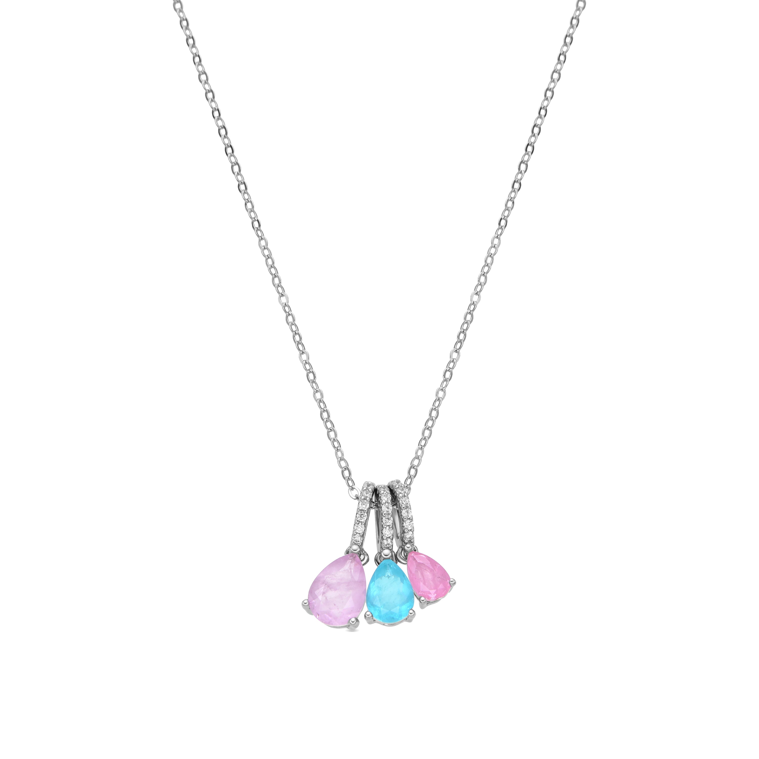 925er Sterlingsilber-Halskette und mehrfarbiger hydrothermaler Quarz mit Rhodium-Finish - Kaiau