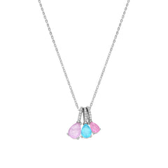 925 Sterling Silver Necklace with Multicolor Hydrothermal Quartz, Rhodium Finish - Kaiau