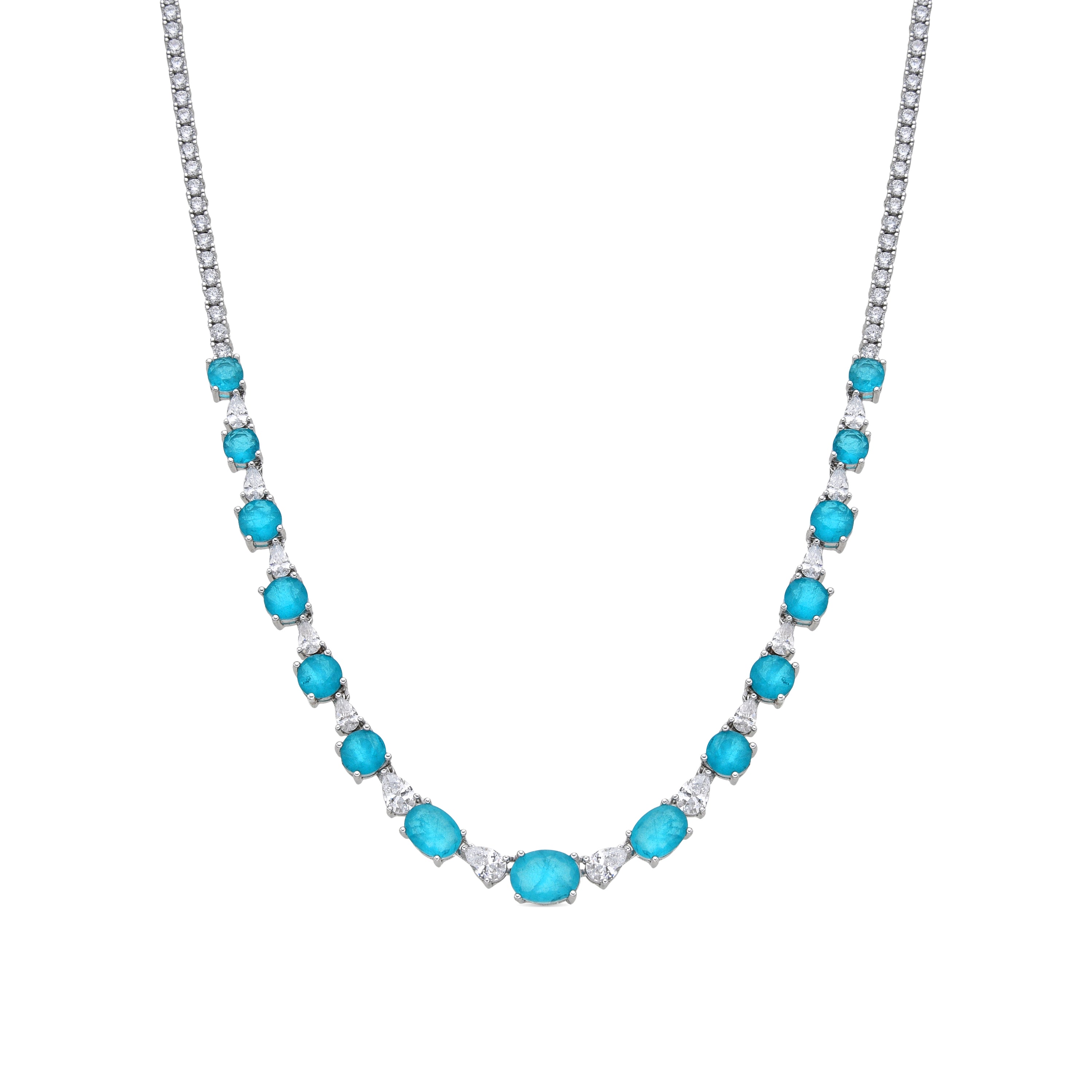 Collier en argent sterling 925 et quartz hydrothermal vert Paraiba finition rhodiée - Wiko