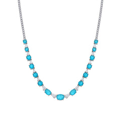 925 Sterling Silver Necklace with Green Paraiba Hydrothermal Quartz, Rhodium Finish - Wiko