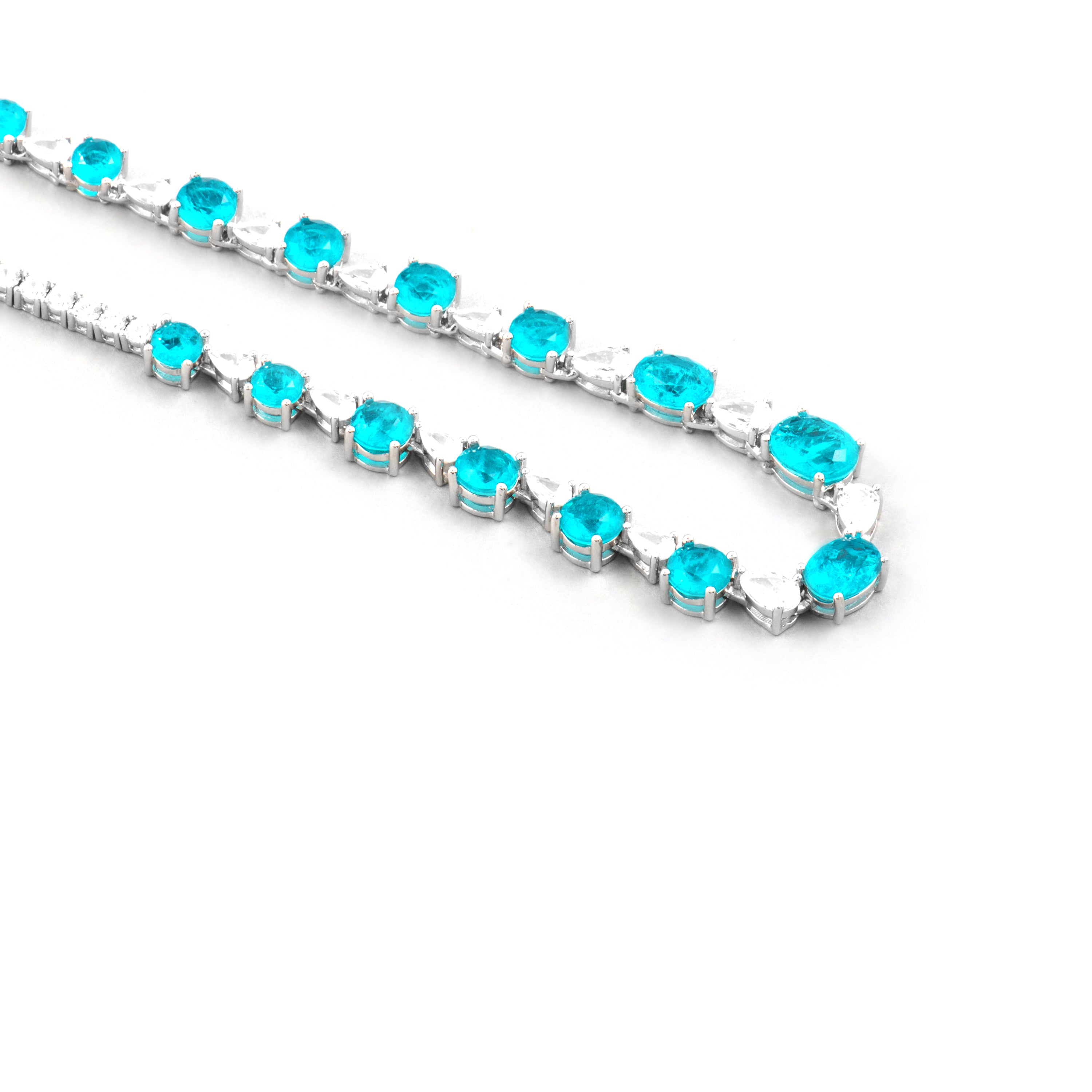 Collier en argent sterling 925 et quartz hydrothermal vert Paraiba finition rhodiée - Wiko