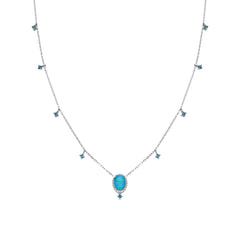 925 Sterling Silver Necklace with Green Paraiba Hydrothermal Quartz, Rhodium Finish - Ikner